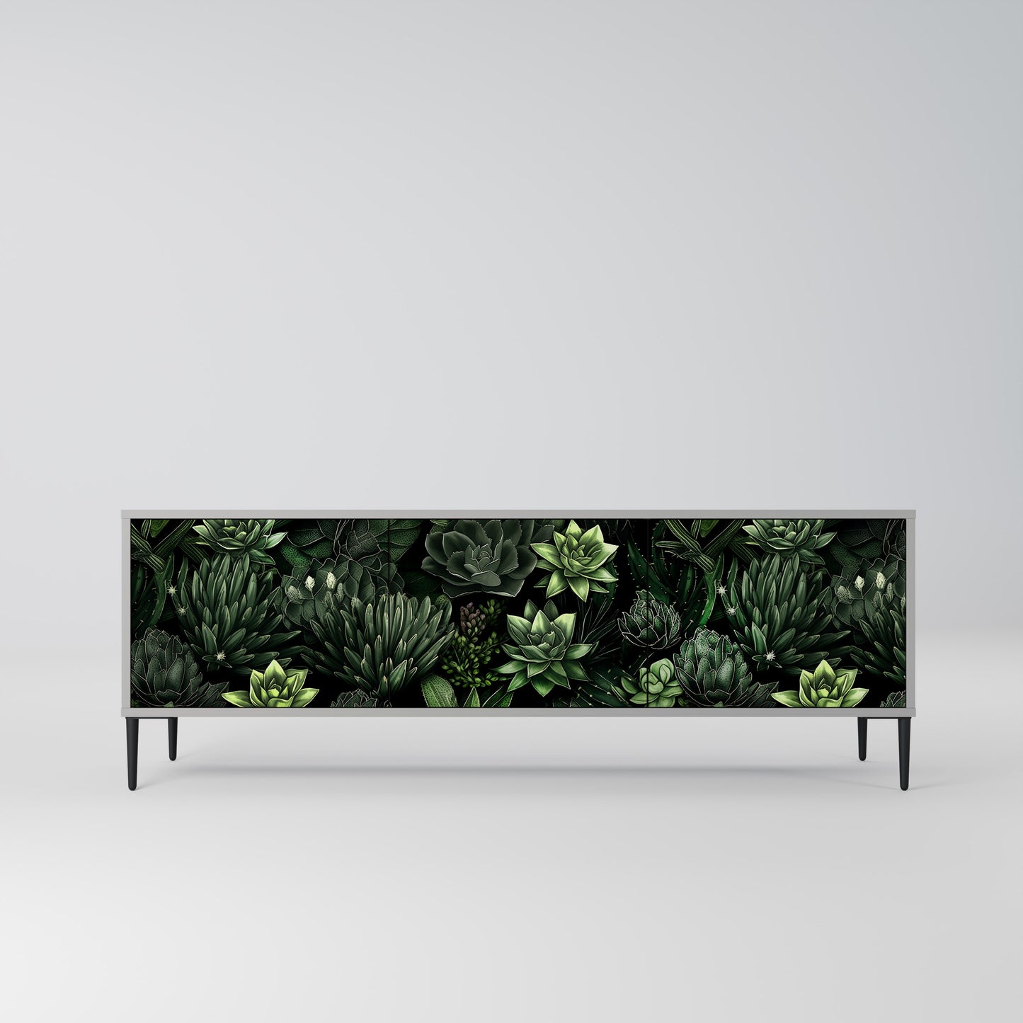 SUCCULENT JUNGLE 3-dörrars TV-bänk i grå finish