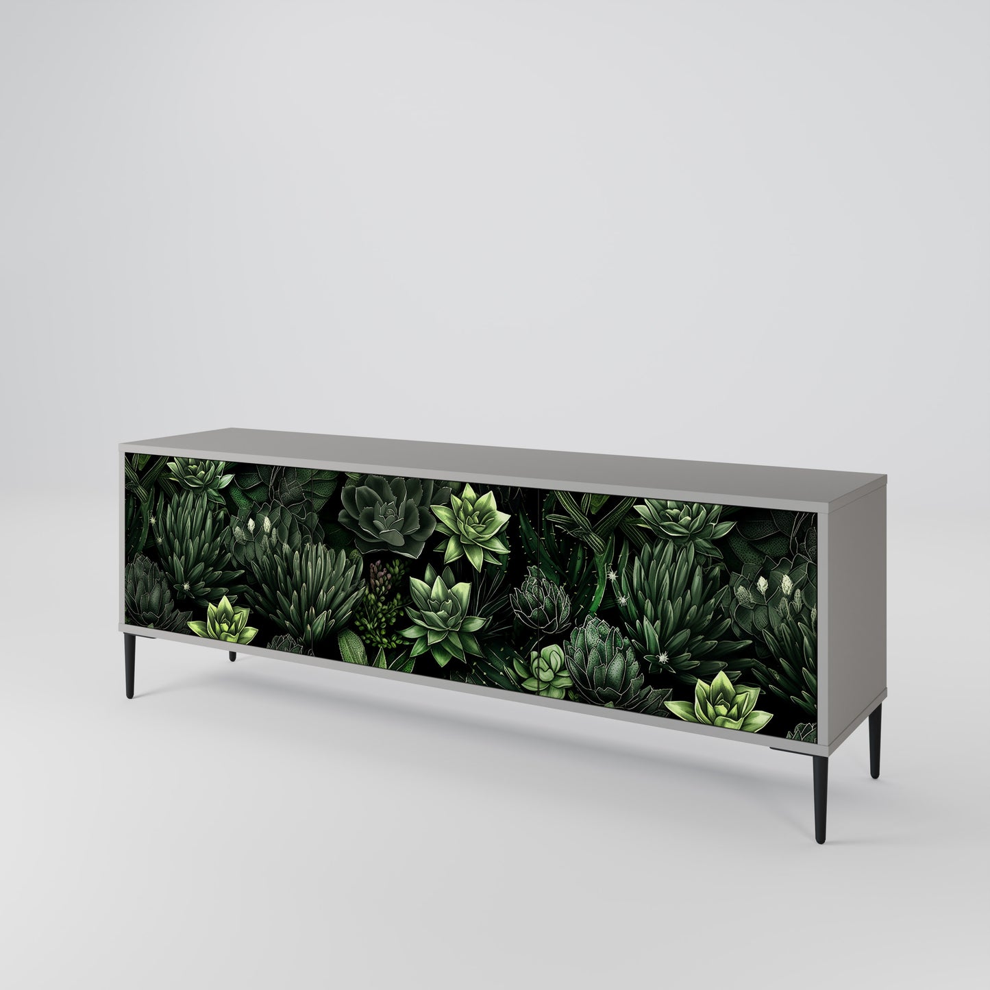 SUCCULENT JUNGLE 3-dörrars TV-bänk i grå finish