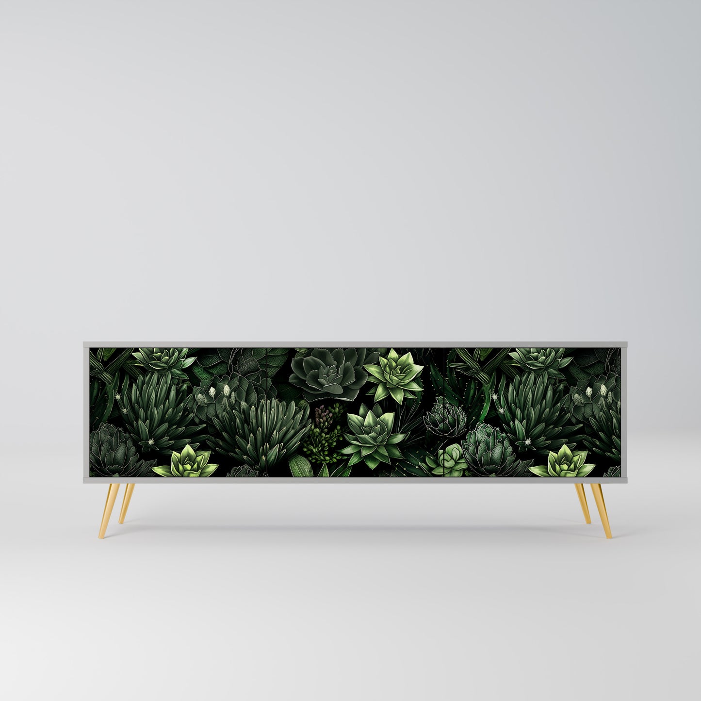 SUCCULENT JUNGLE 3-dörrars TV-bänk i grå finish
