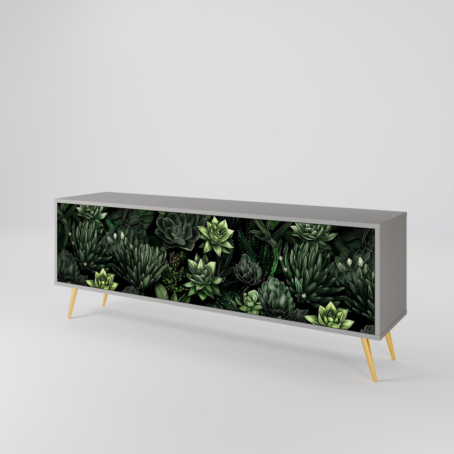 SUCCULENT JUNGLE 3-dörrars TV-bänk i grå finish