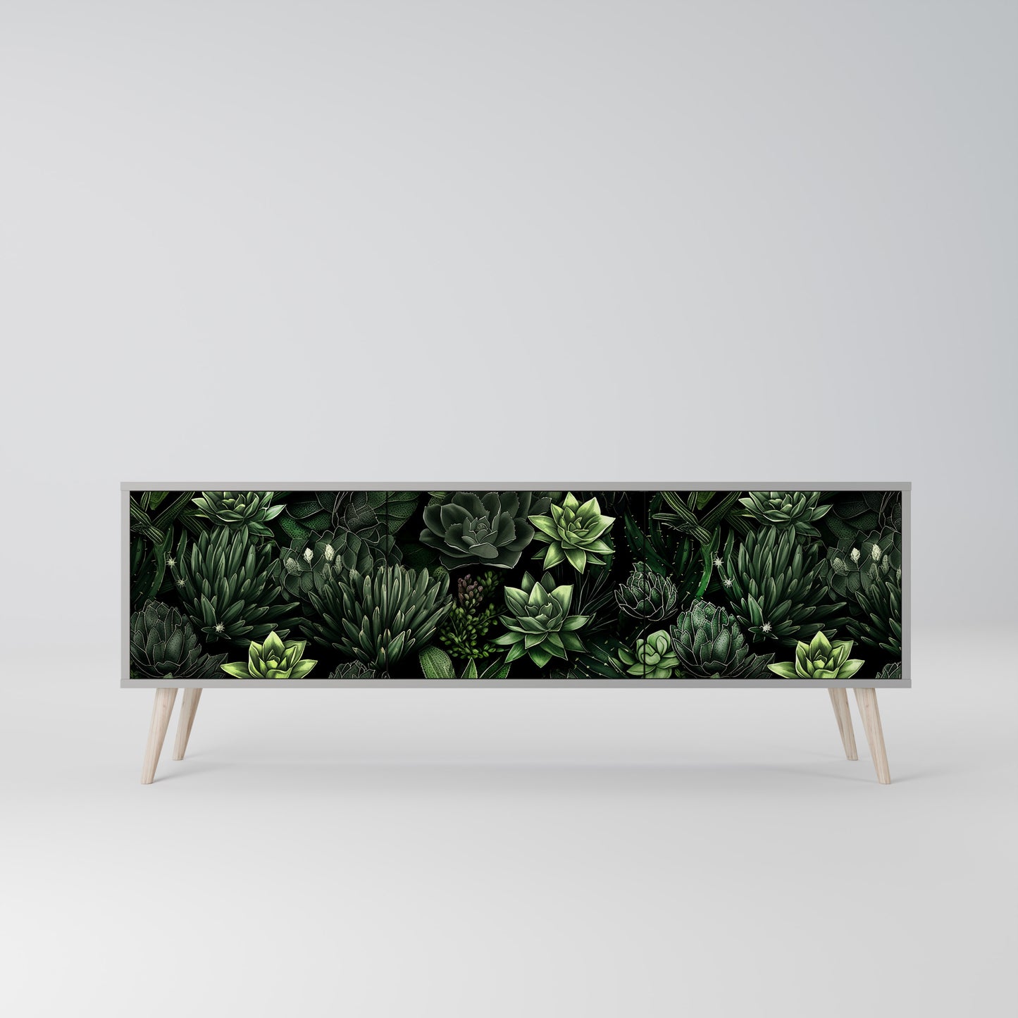 SUCCULENT JUNGLE 3-dörrars TV-bänk i grå finish