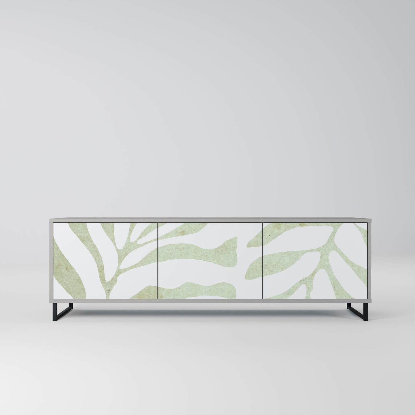 BOTANICAL SPARK 3-Door TV Stand in Grey Finish