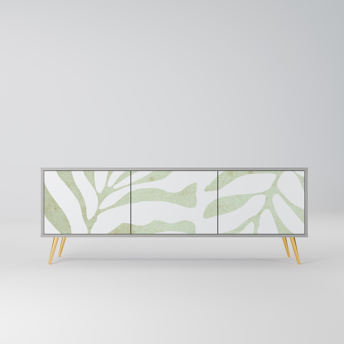 BOTANICAL SPARK 3-Door TV Stand in Grey Finish