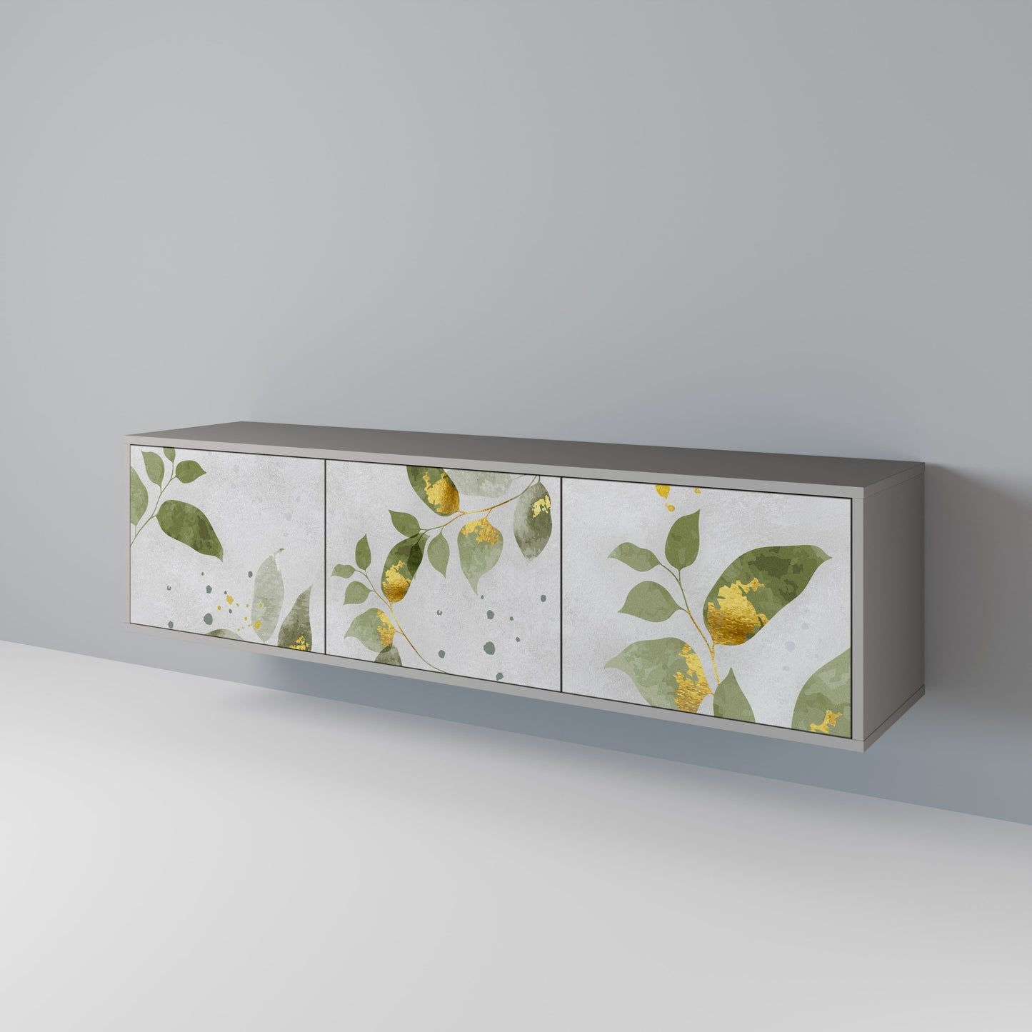 ELEGANT BOTANICS 3-dörrars TV-bänk i grå finish
