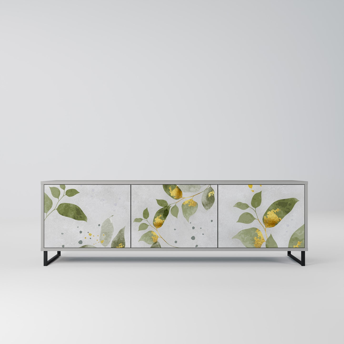 ELEGANT BOTANICS 3-dörrars TV-bänk i grå finish