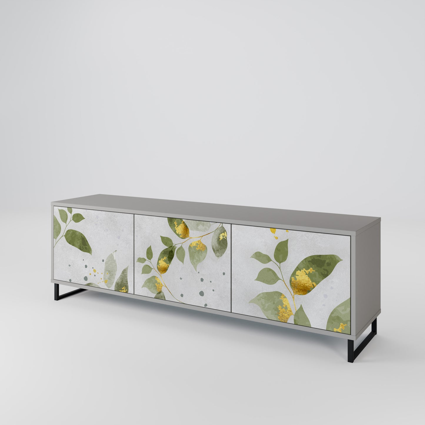 ELEGANT BOTANICS 3-dörrars TV-bänk i grå finish