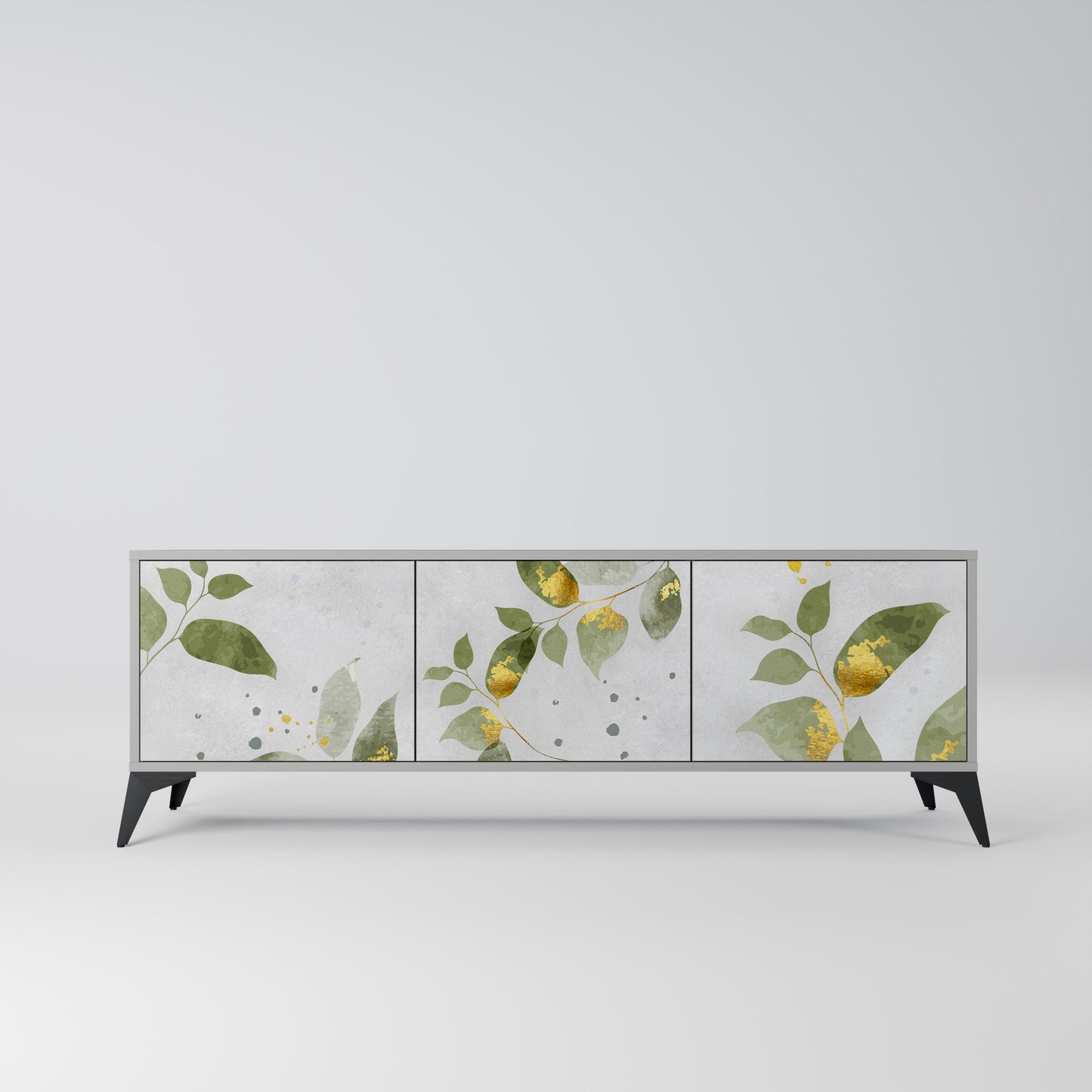 ELEGANT BOTANICS 3-dörrars TV-bänk i grå finish