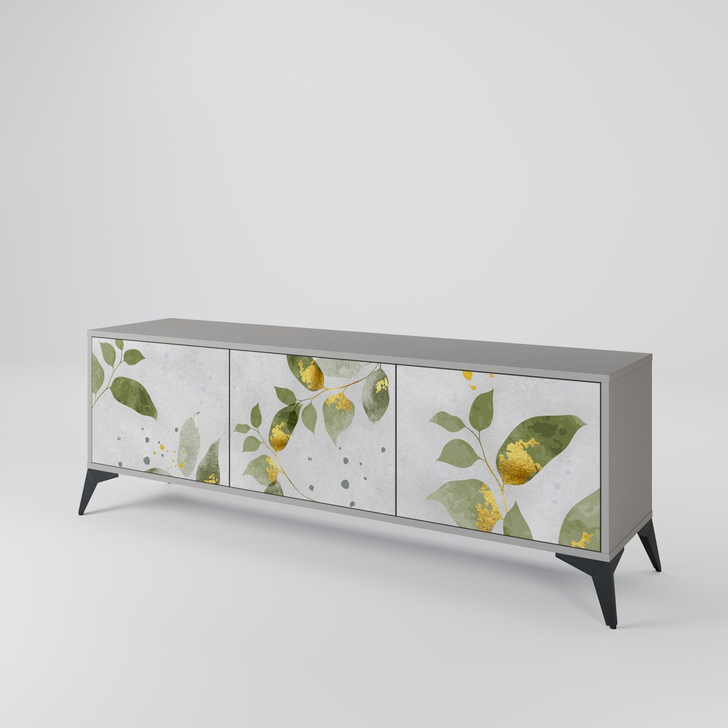 ELEGANT BOTANICS 3-dörrars TV-bänk i grå finish