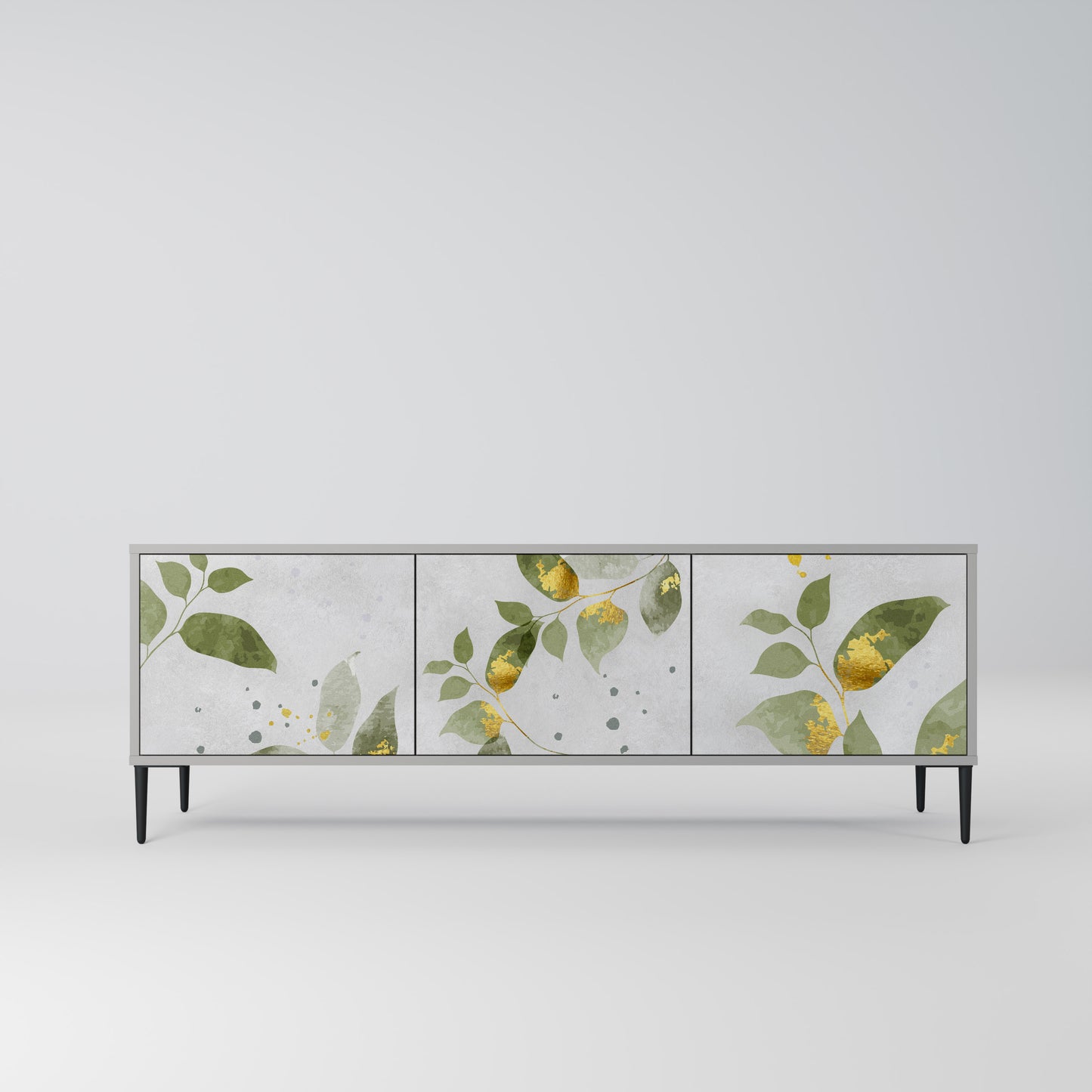 ELEGANT BOTANICS 3-dörrars TV-bänk i grå finish