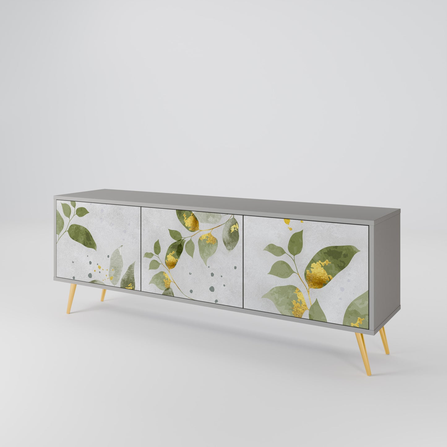 ELEGANT BOTANICS 3-dörrars TV-bänk i grå finish