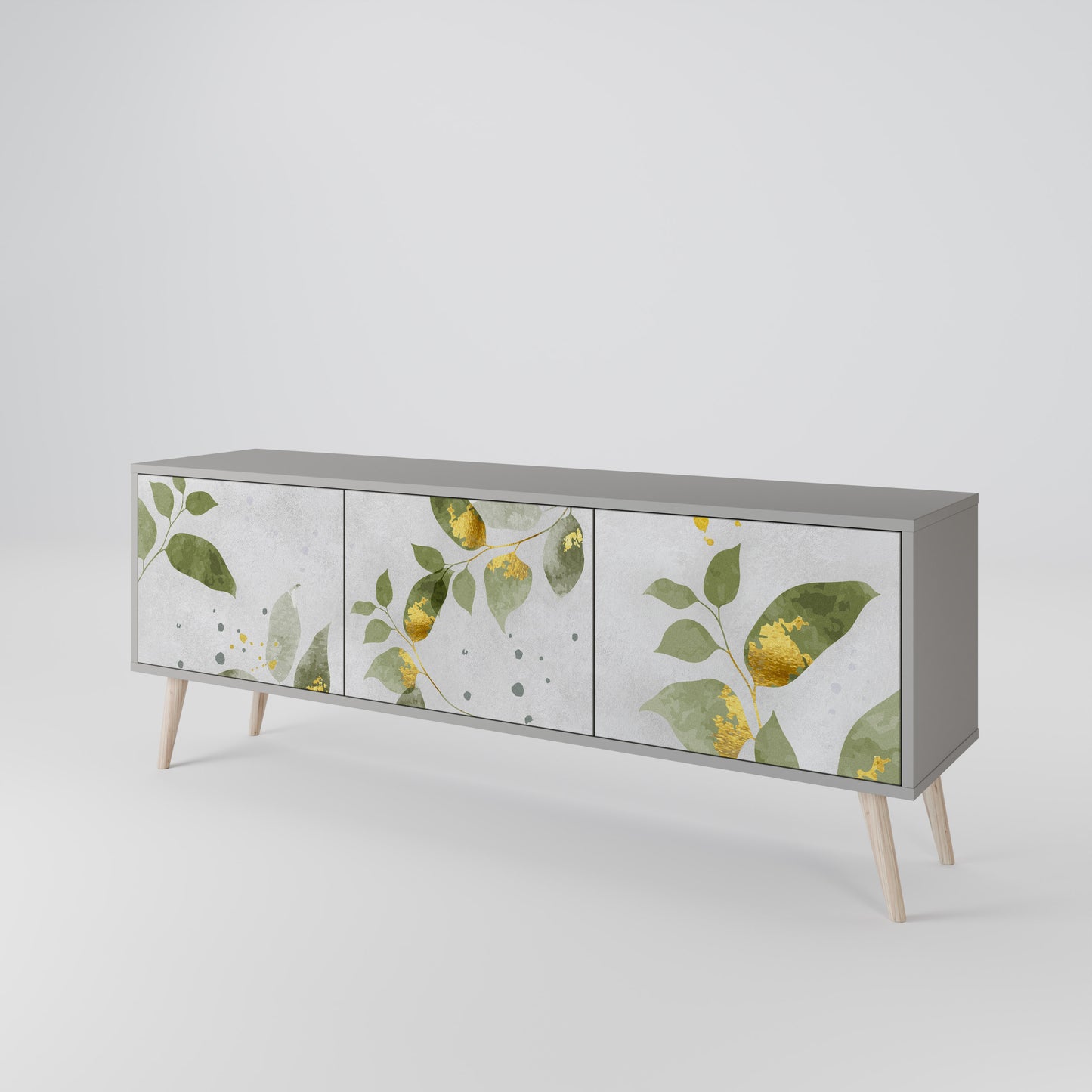 ELEGANT BOTANICS 3-dörrars TV-bänk i grå finish