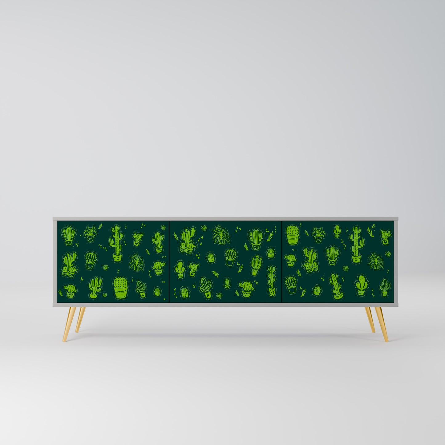 DESERT GREEN 3-dörrars TV-bänk i grå finish