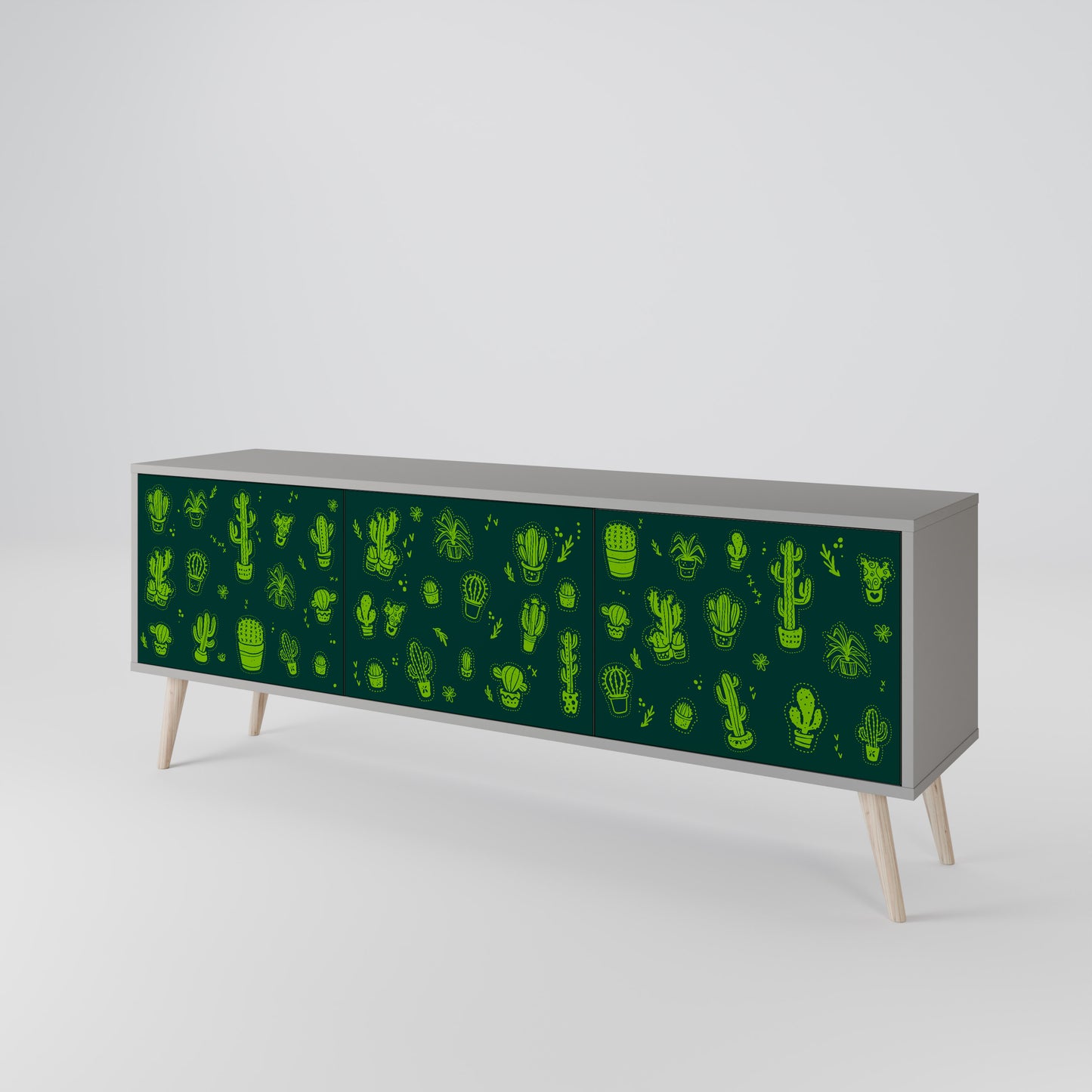 DESERT GREEN 3-dörrars TV-bänk i grå finish