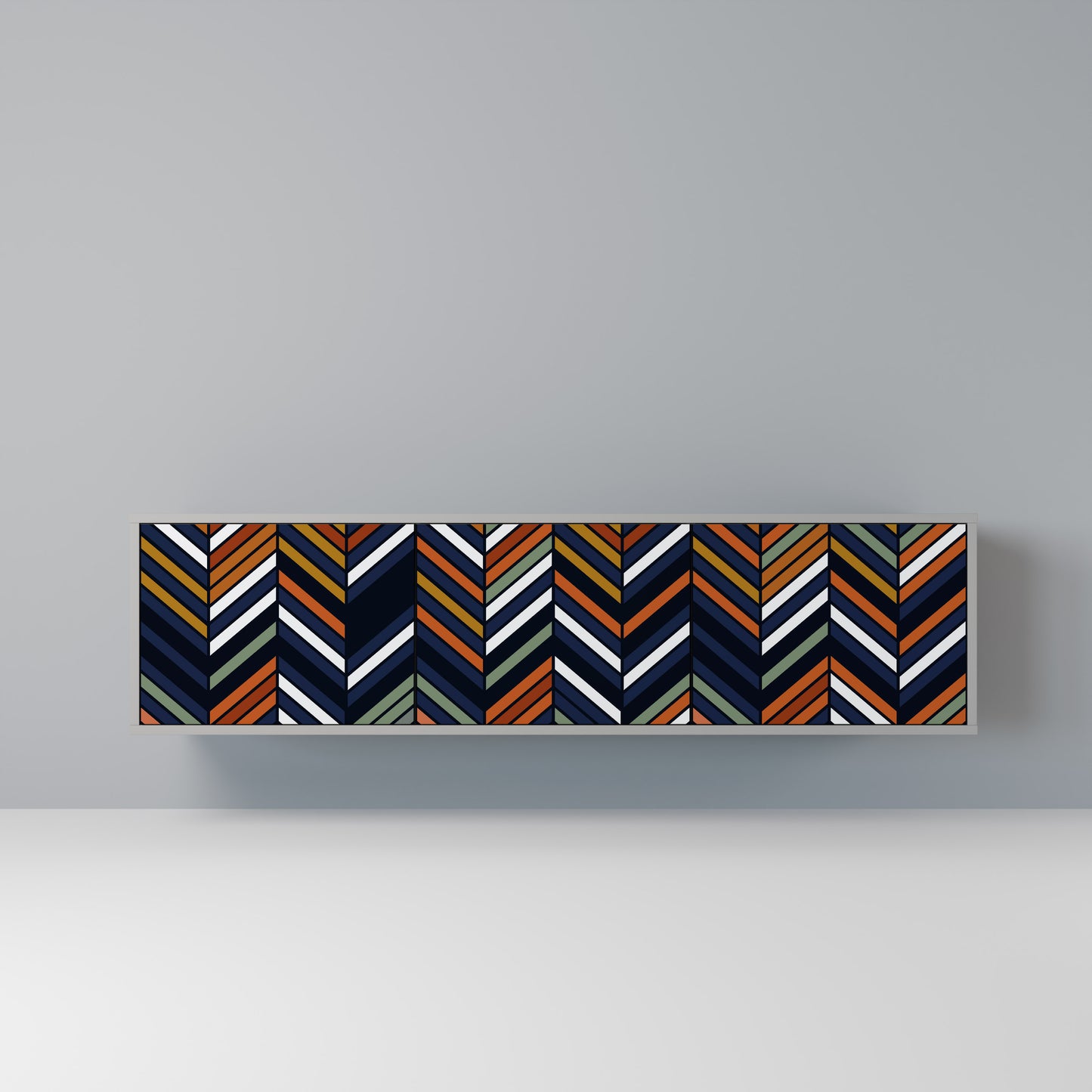 VIBRANT PATCHWORK 3-dörrars TV-bänk i grå finish