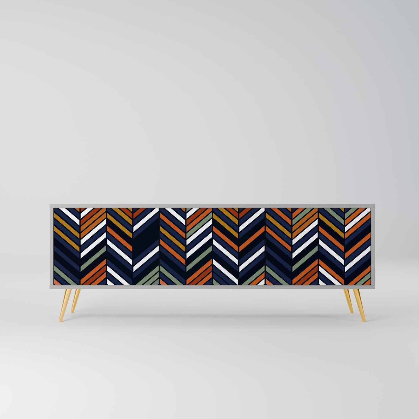 VIBRANT PATCHWORK 3-dörrars TV-bänk i grå finish