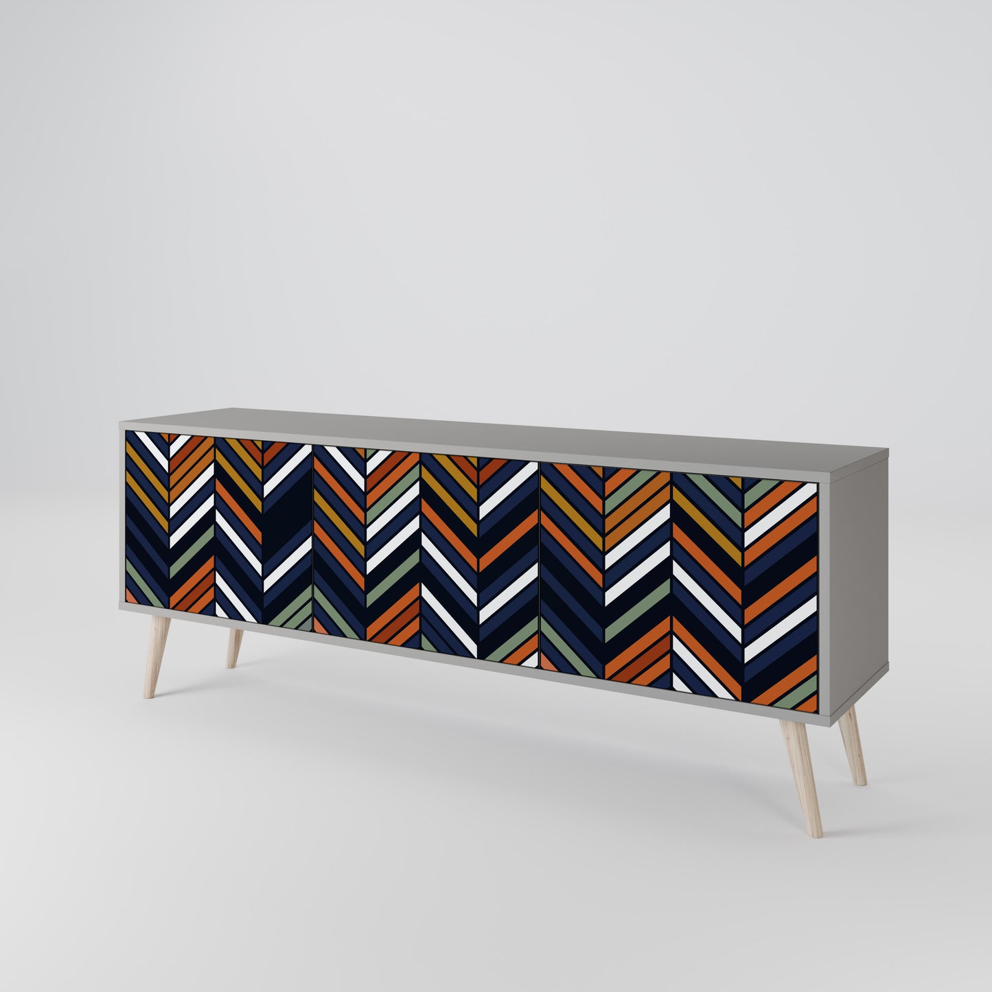VIBRANT PATCHWORK 3-dörrars TV-bänk i grå finish