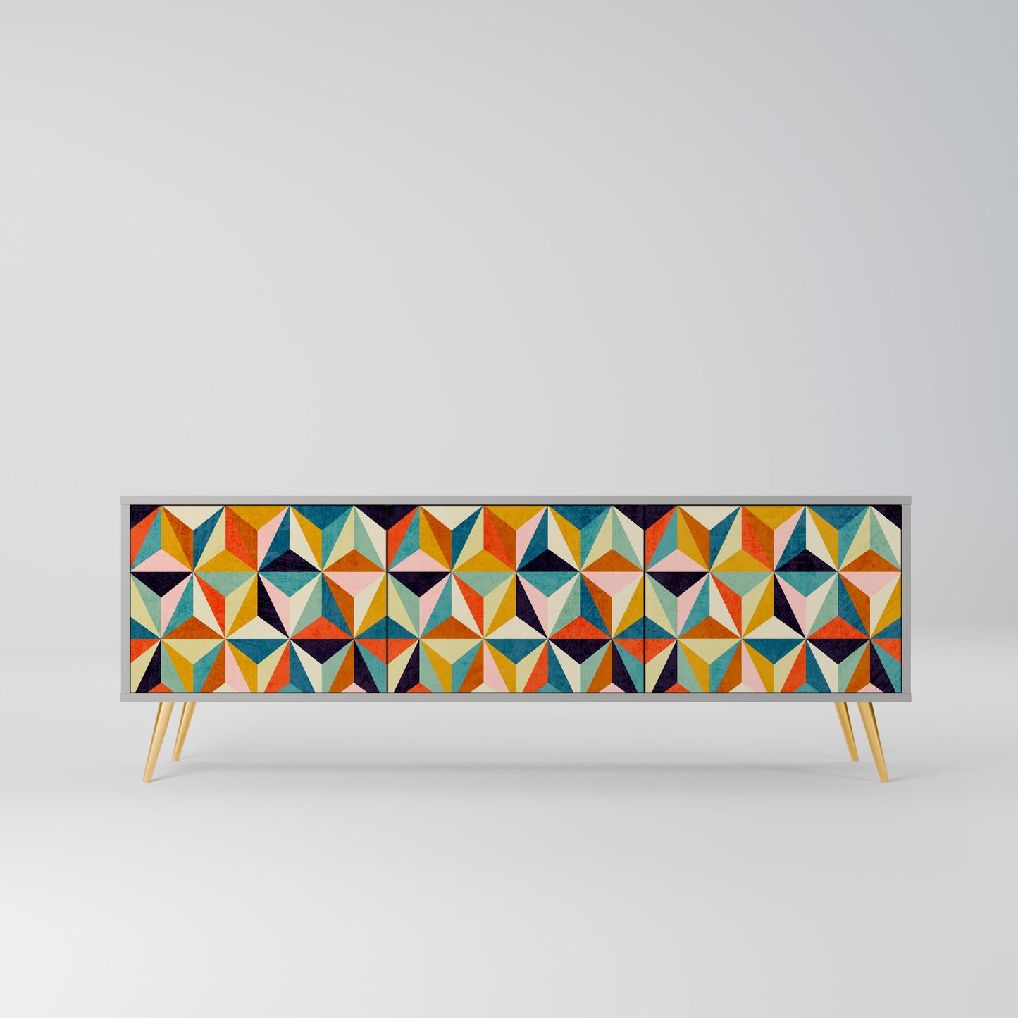 TESSELATE TREASURES 3-dörrars TV-bänk i grå finish