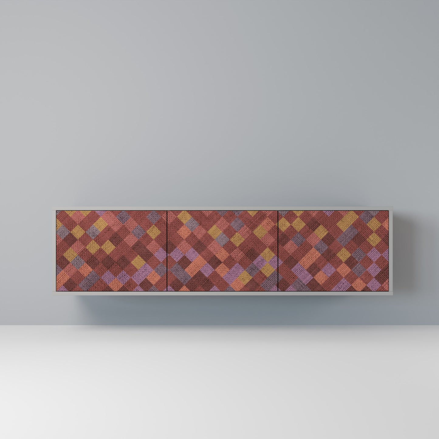 PAINTED SQUARES 3-dörrars TV-bänk i grå finish