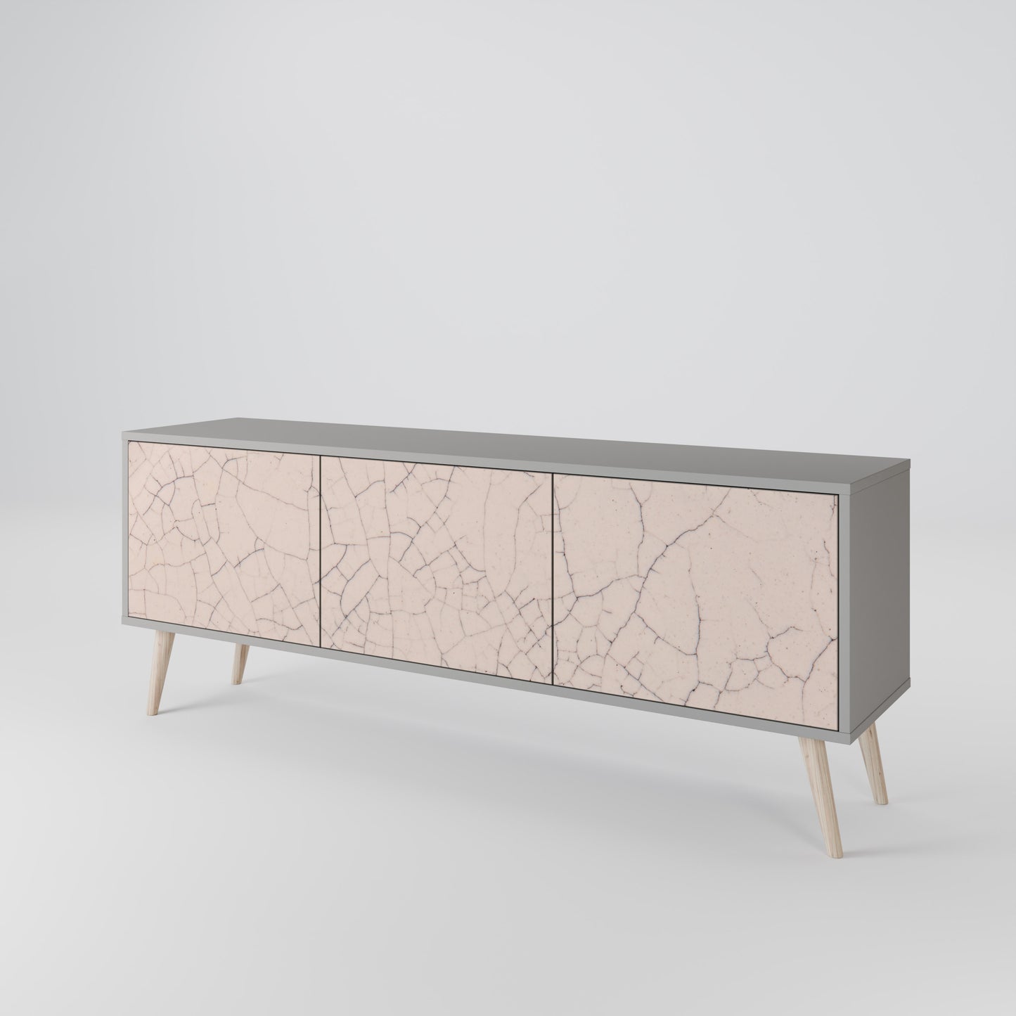 CERAMIC TEXTURE 3-dörrars TV-bänk i grå finish