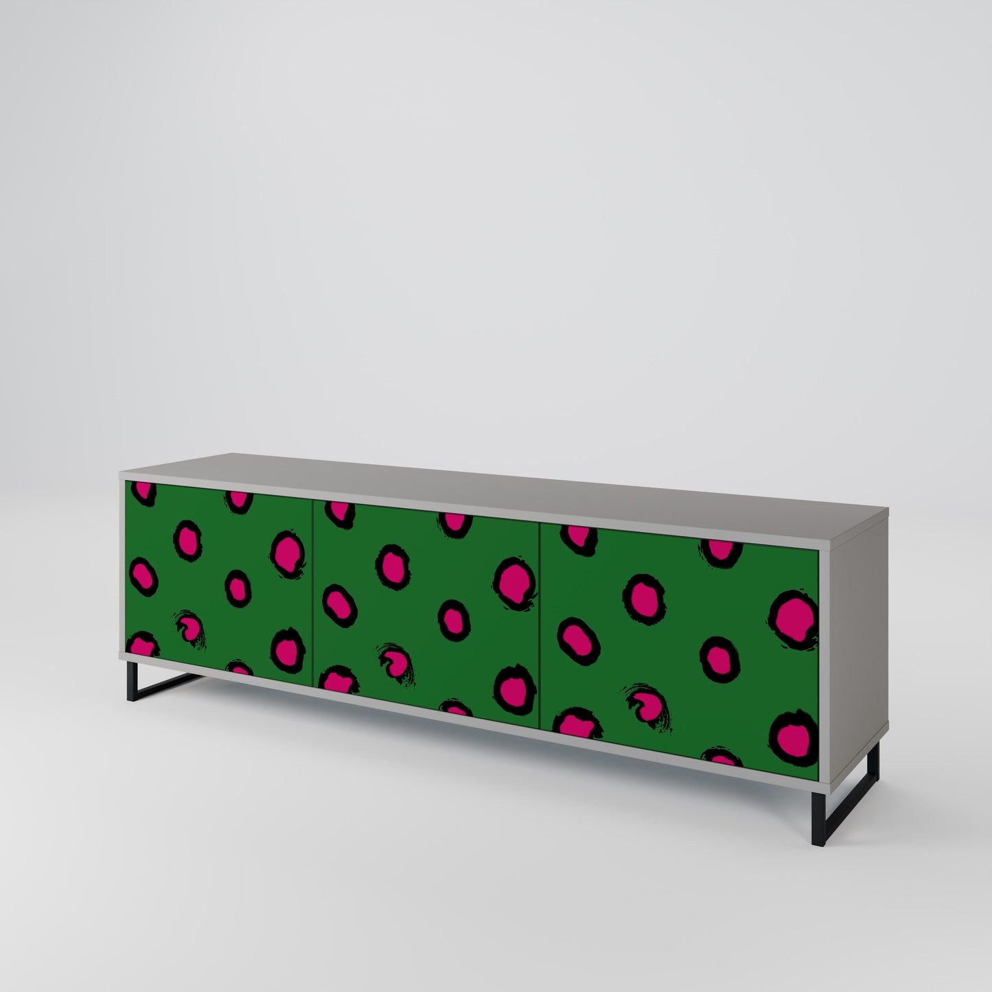 FUNKY SPOTS 3-dörrars TV-bänk i grå finish