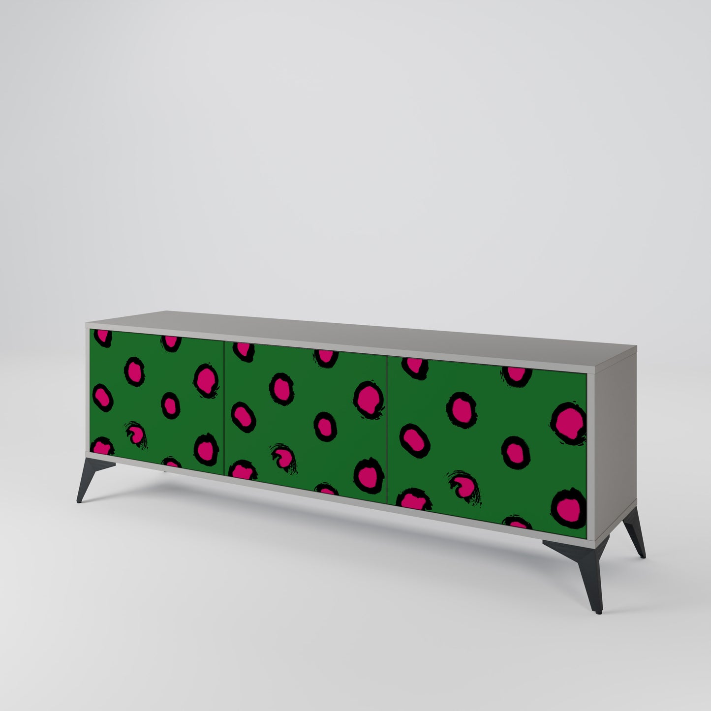 FUNKY SPOTS 3-dörrars TV-bänk i grå finish