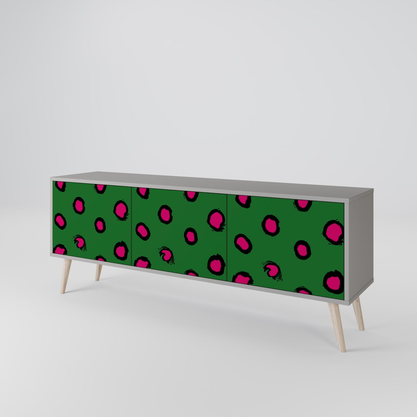 FUNKY SPOTS 3-dörrars TV-bänk i grå finish