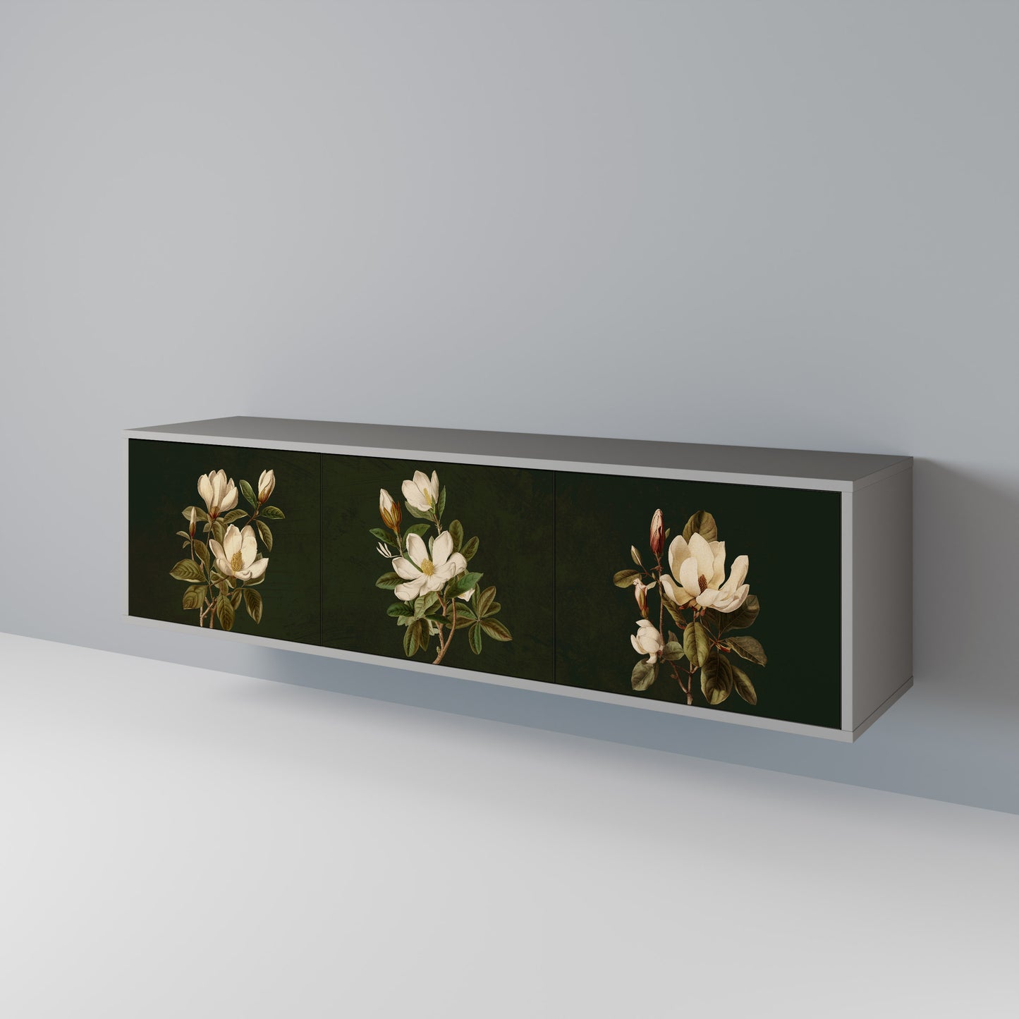 FLORAL NOIR 3-dörrars TV-bänk i grå finish