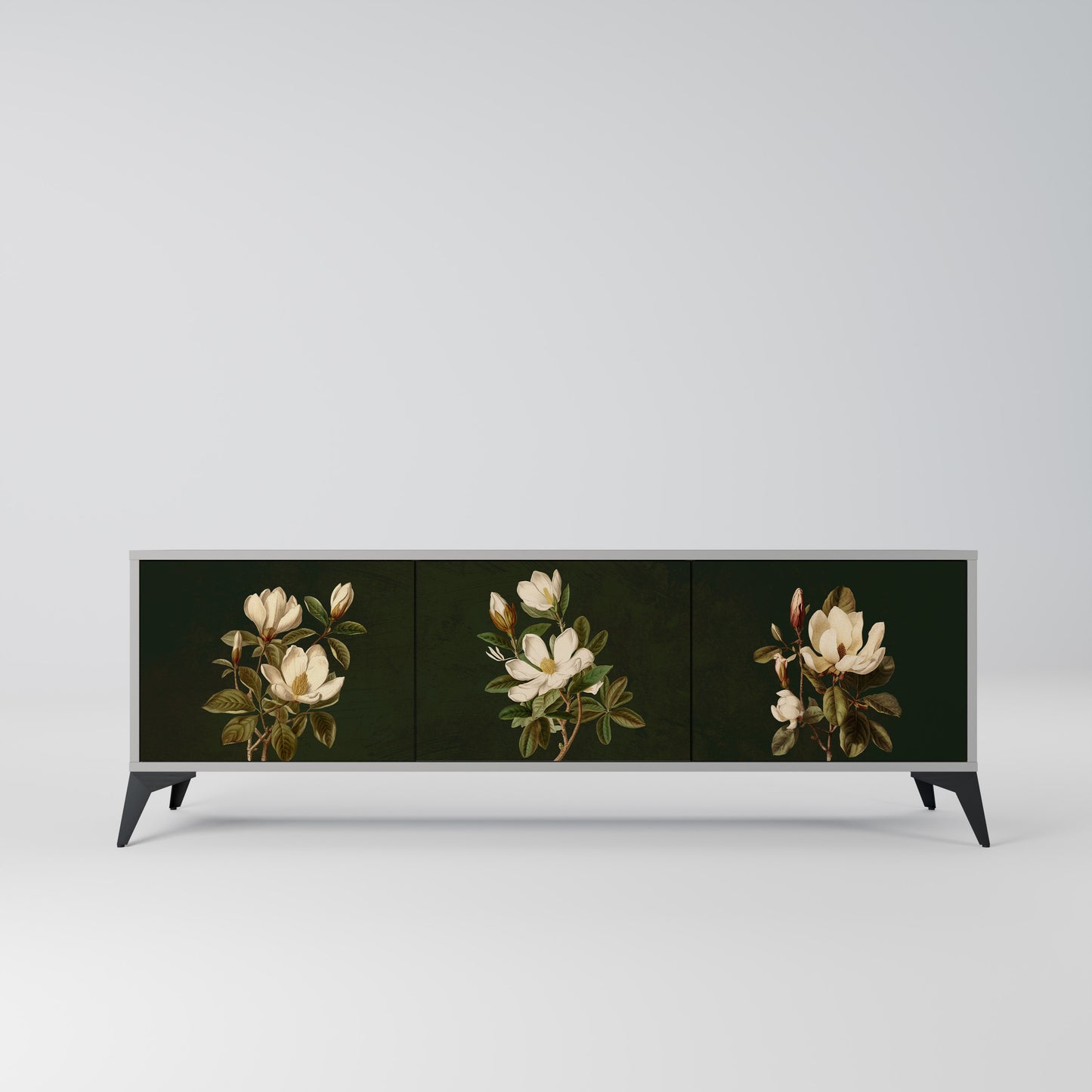 FLORAL NOIR 3-dörrars TV-bänk i grå finish