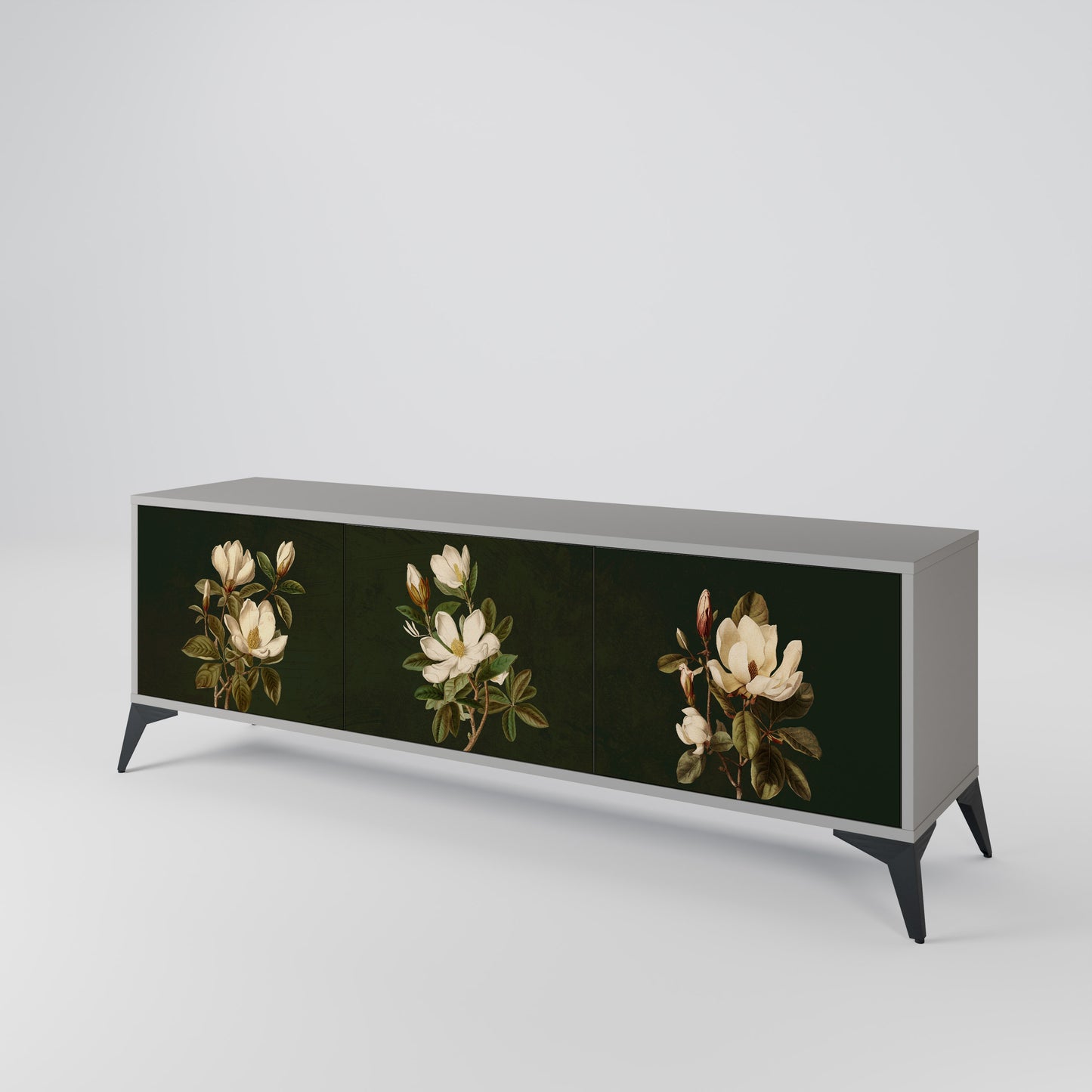 FLORAL NOIR 3-dörrars TV-bänk i grå finish