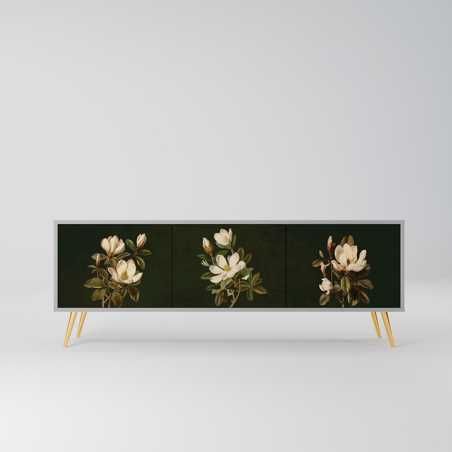 FLORAL NOIR 3-dörrars TV-bänk i grå finish