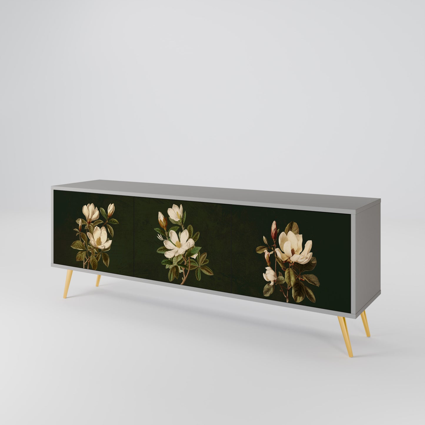 FLORAL NOIR 3-dörrars TV-bänk i grå finish