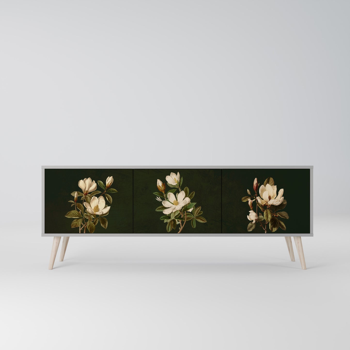 FLORAL NOIR 3-dörrars TV-bänk i grå finish