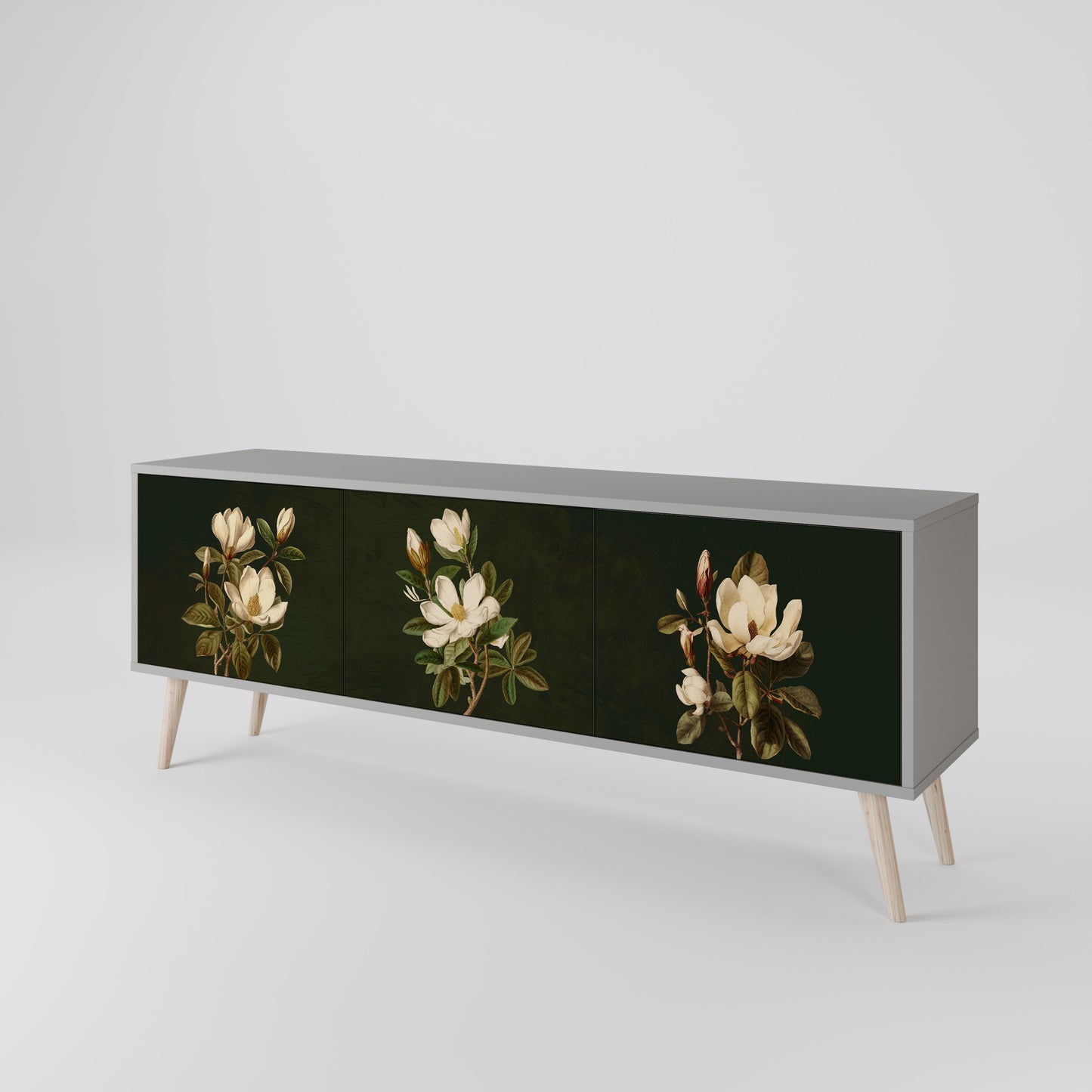 FLORAL NOIR 3-dörrars TV-bänk i grå finish