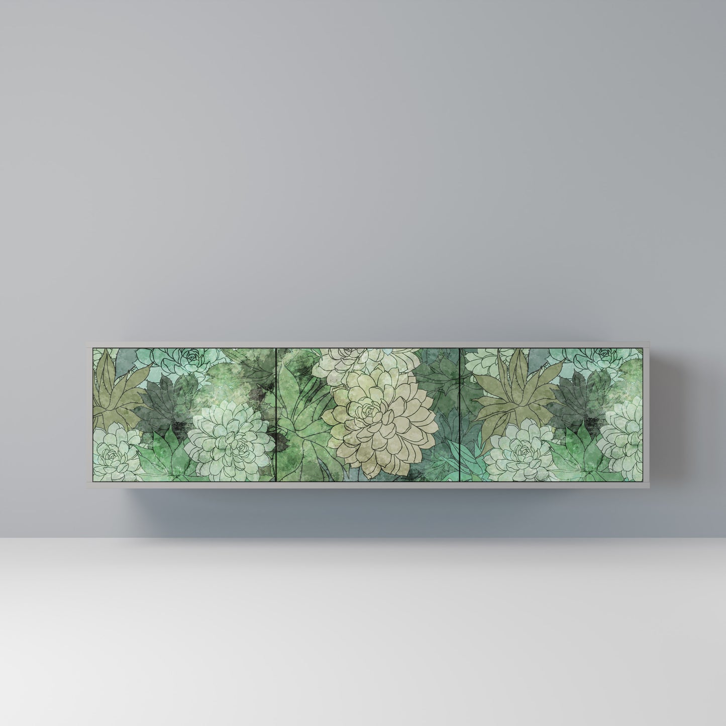 SUCCULENT CLUSTER 3-dörrars TV-bänk i grå finish