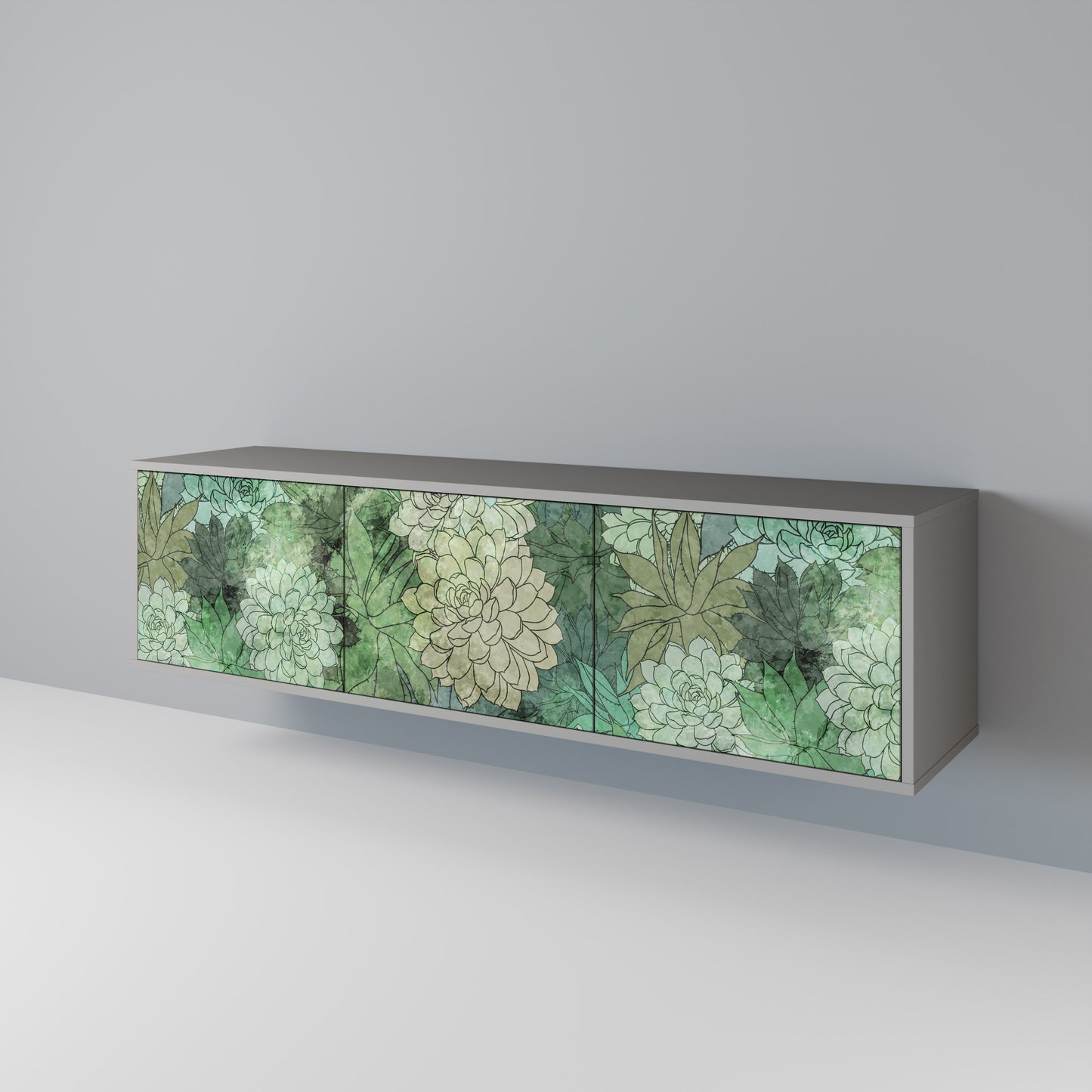SUCCULENT CLUSTER 3-dörrars TV-bänk i grå finish