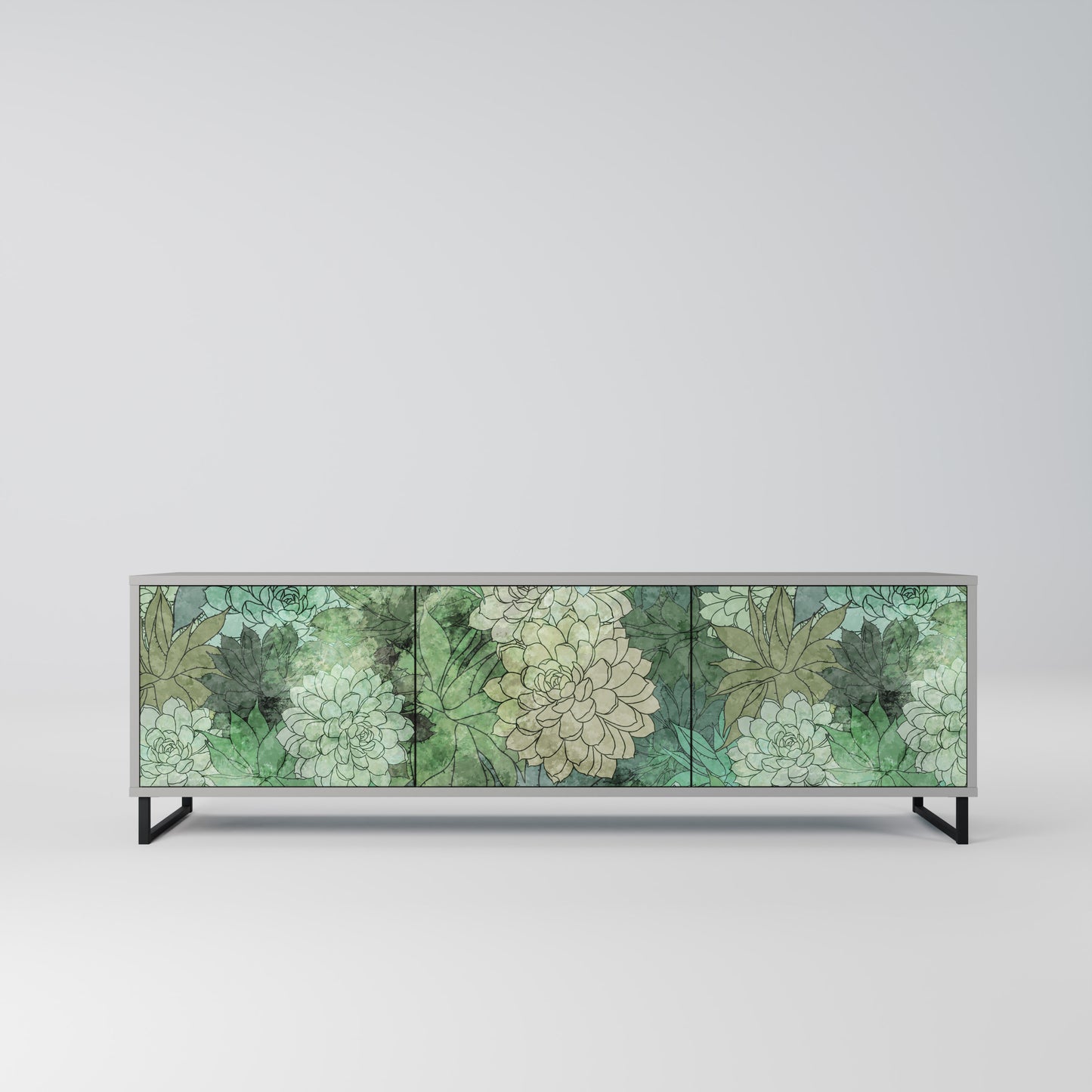 SUCCULENT CLUSTER 3-dörrars TV-bänk i grå finish