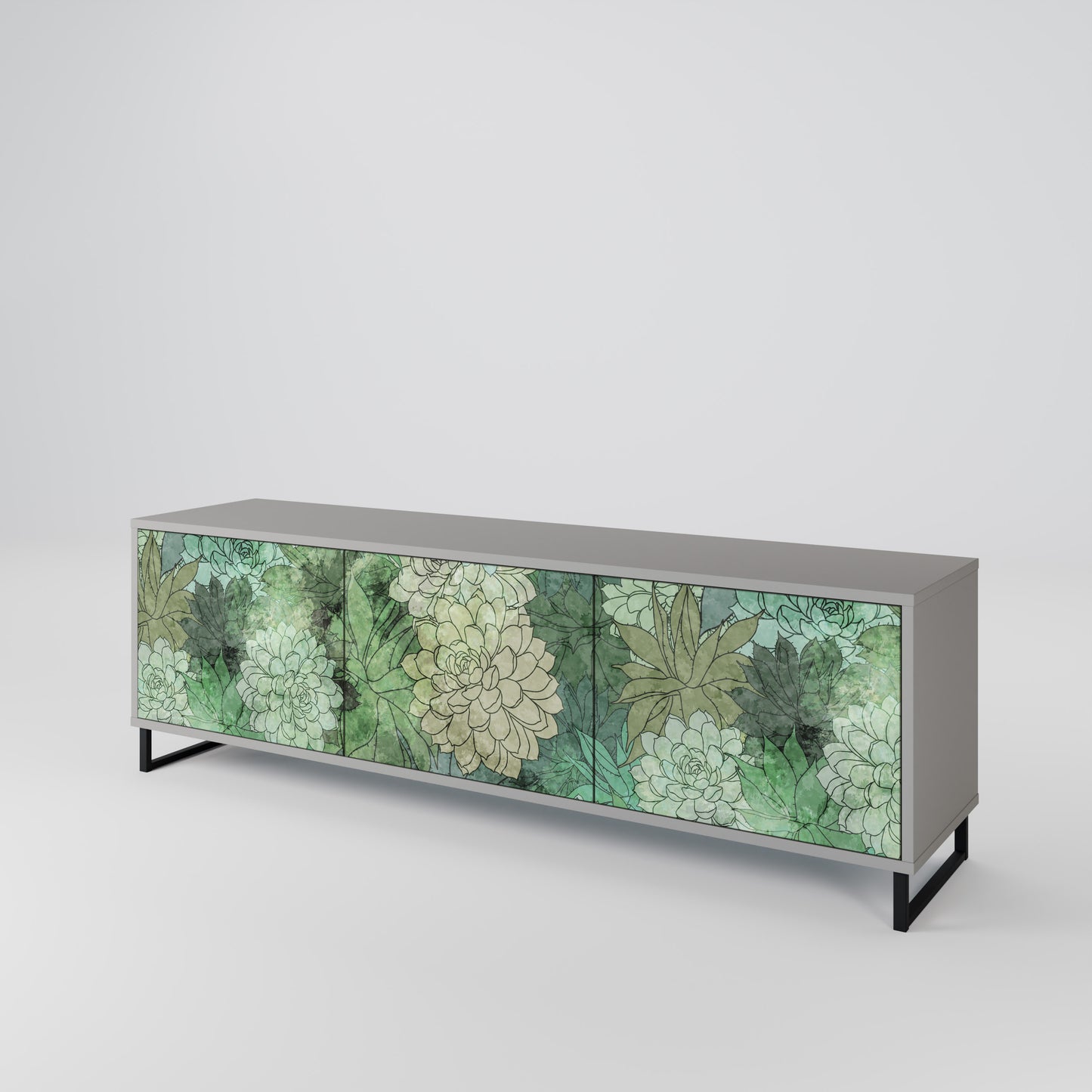 SUCCULENT CLUSTER 3-dörrars TV-bänk i grå finish