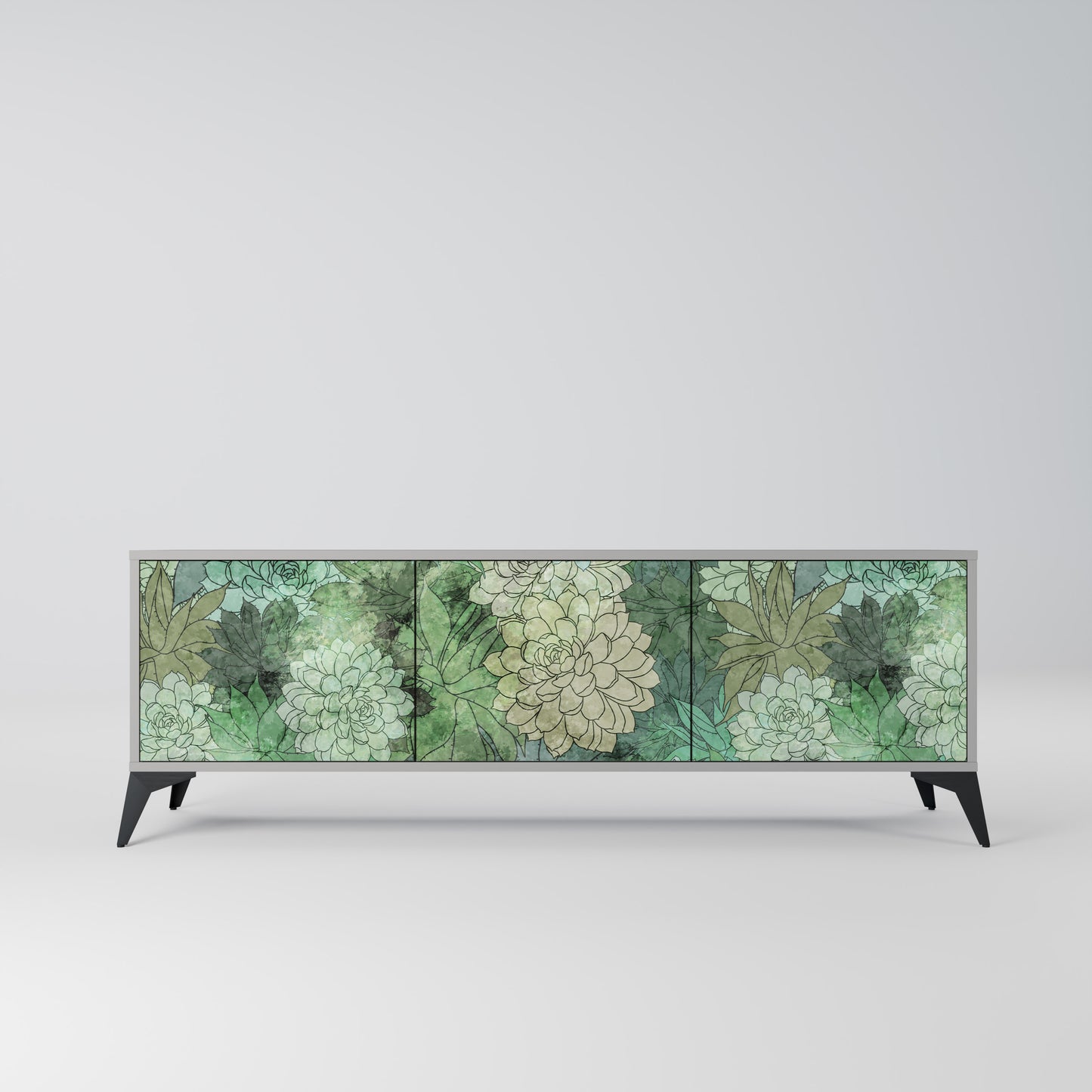 SUCCULENT CLUSTER 3-dörrars TV-bänk i grå finish