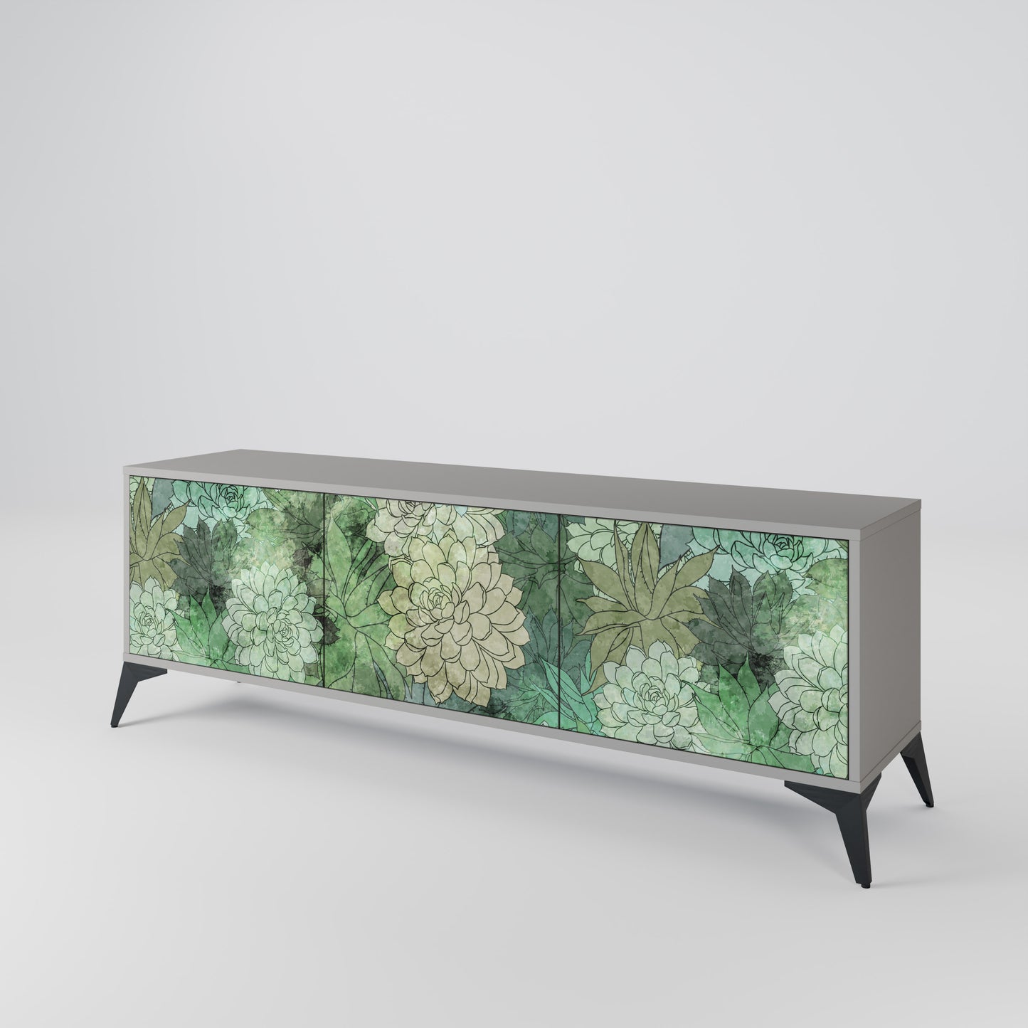 SUCCULENT CLUSTER 3-dörrars TV-bänk i grå finish