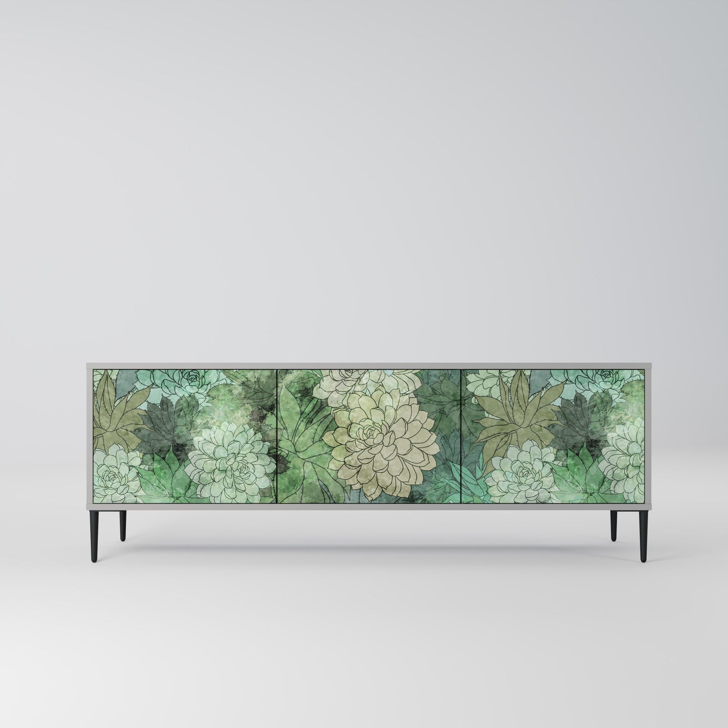 SUCCULENT CLUSTER 3-dörrars TV-bänk i grå finish