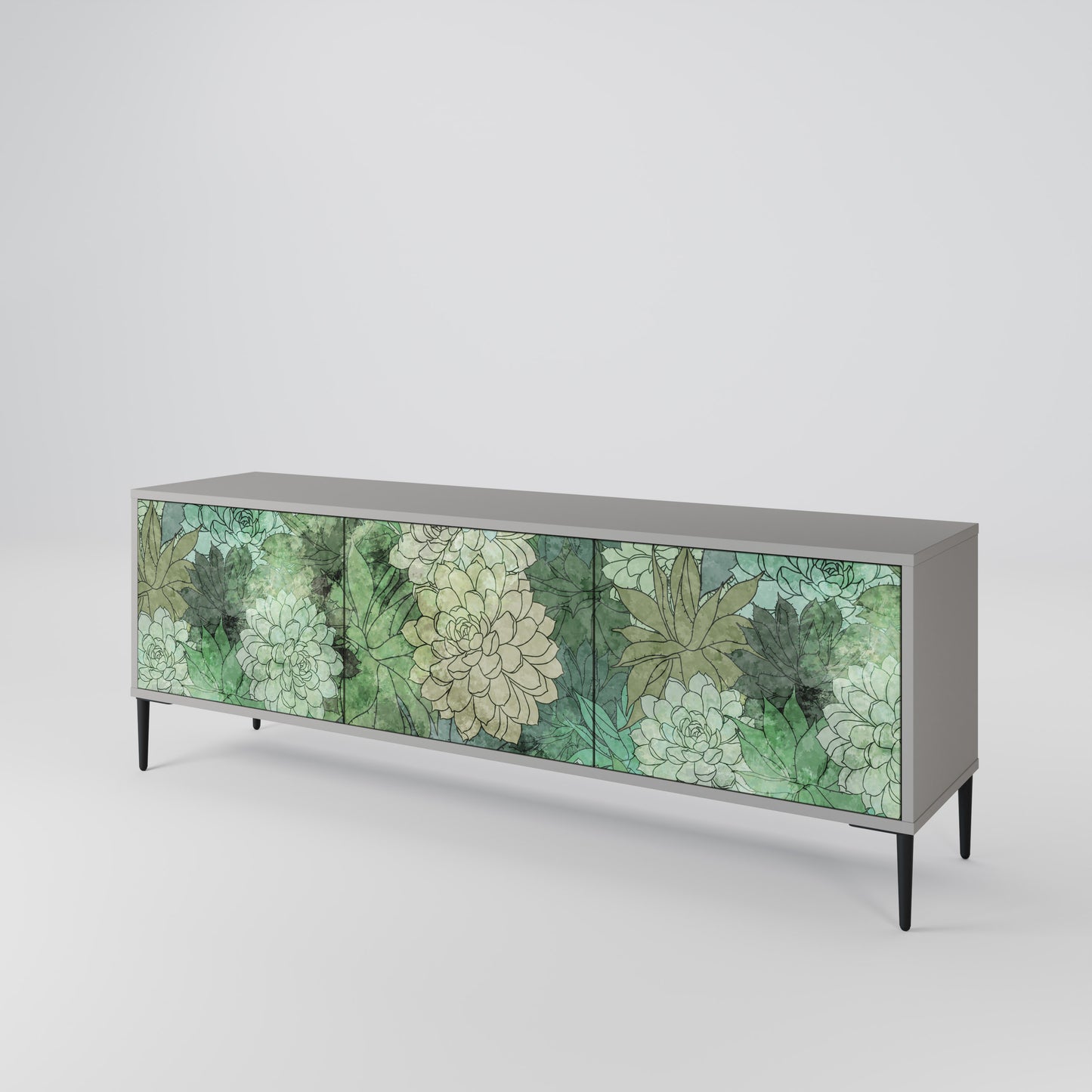 SUCCULENT CLUSTER 3-dörrars TV-bänk i grå finish
