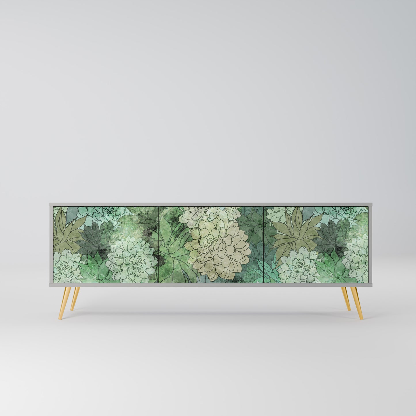SUCCULENT CLUSTER 3-dörrars TV-bänk i grå finish