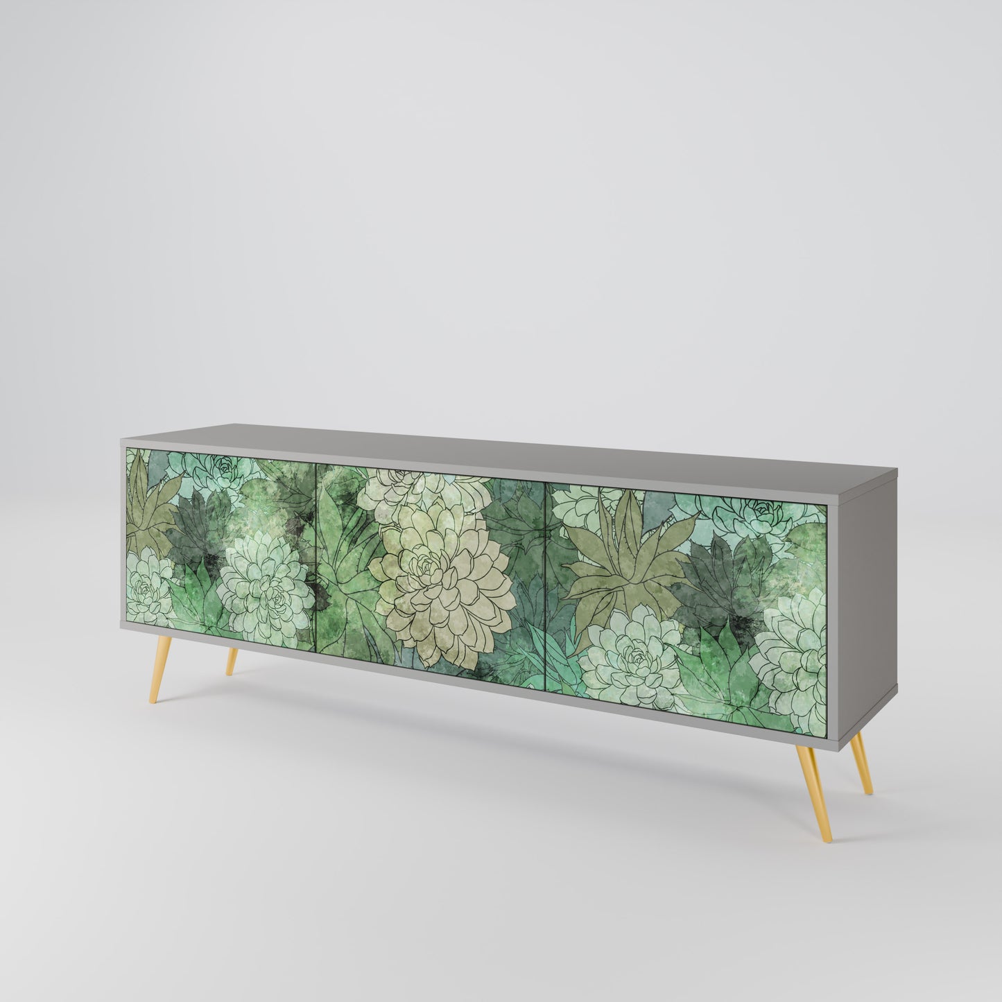SUCCULENT CLUSTER 3-dörrars TV-bänk i grå finish
