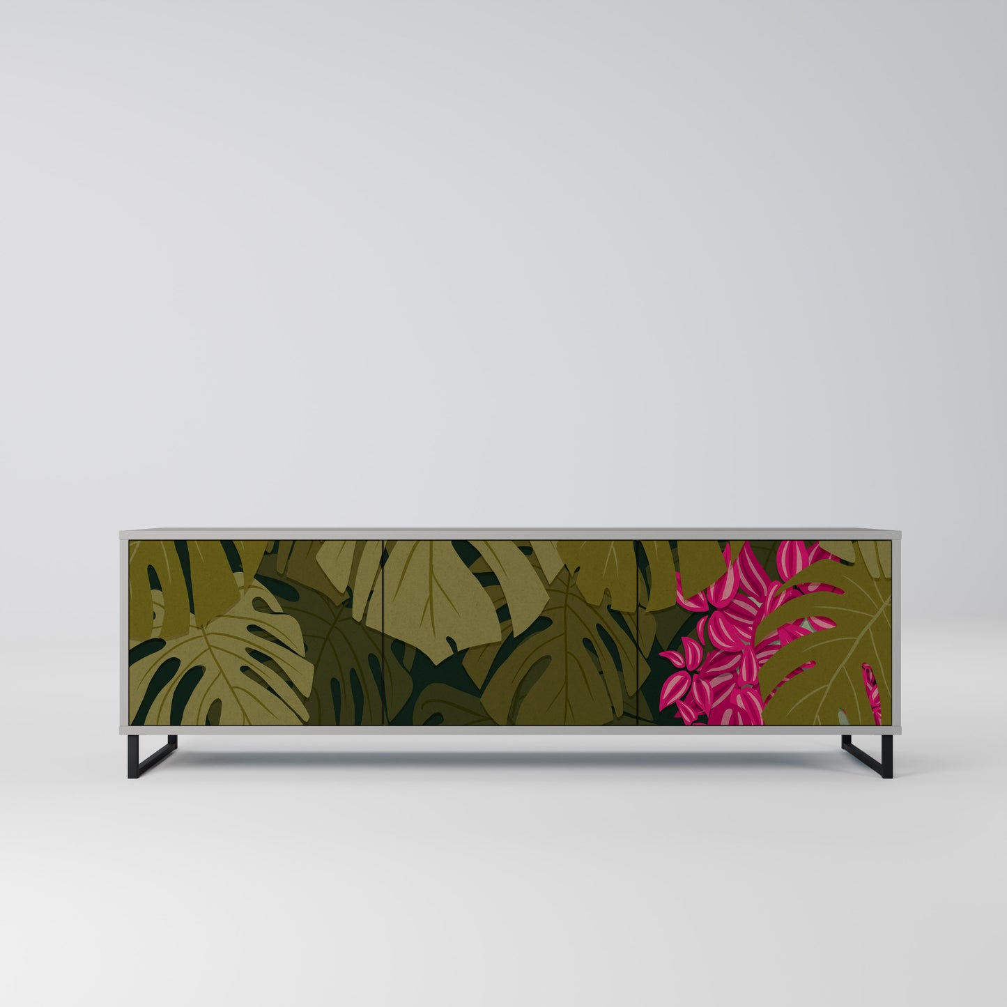 TROPICAL BEAUTY 3-dörrars TV-bänk i grå finish