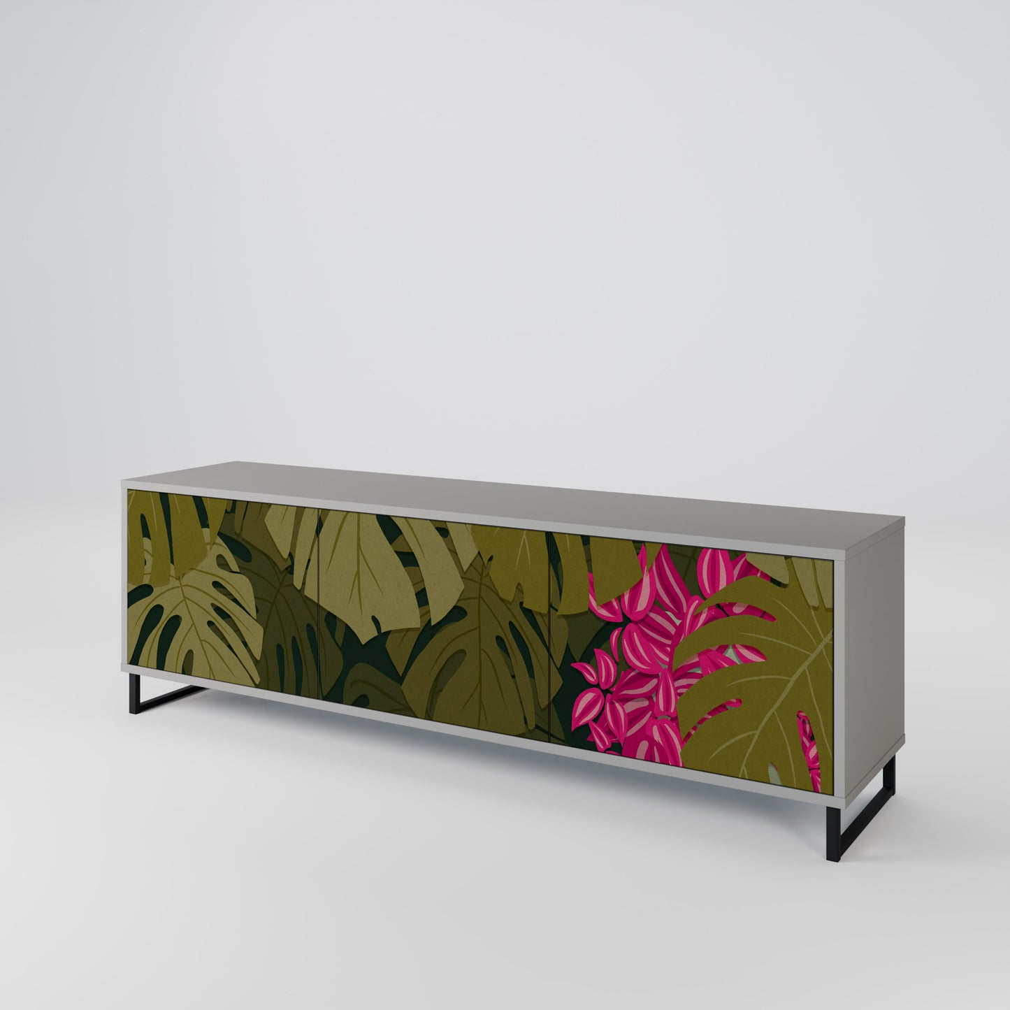 TROPICAL BEAUTY 3-dörrars TV-bänk i grå finish
