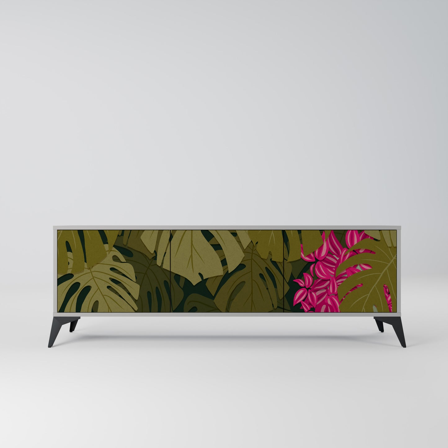 TROPICAL BEAUTY 3-dörrars TV-bänk i grå finish