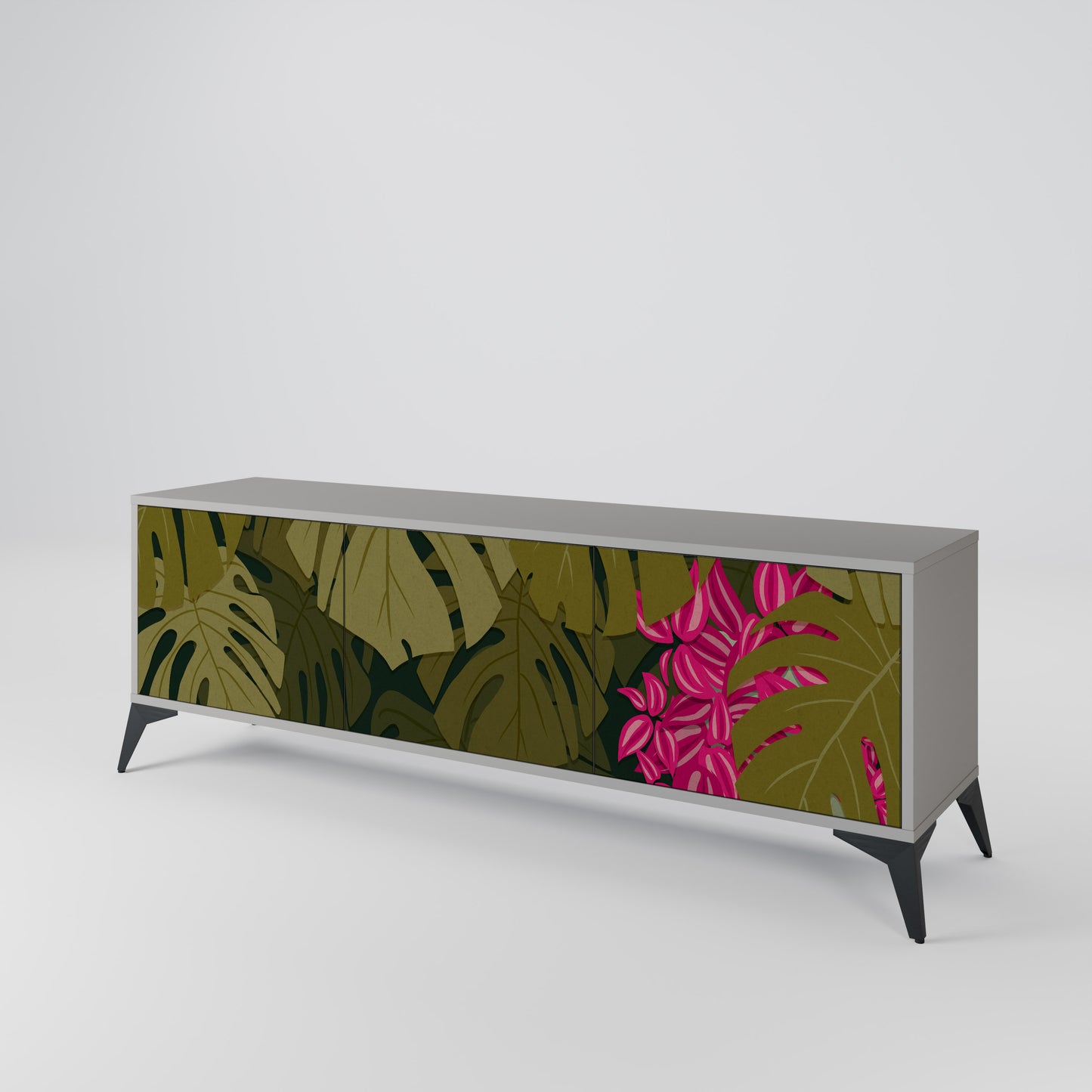 TROPICAL BEAUTY 3-dörrars TV-bänk i grå finish