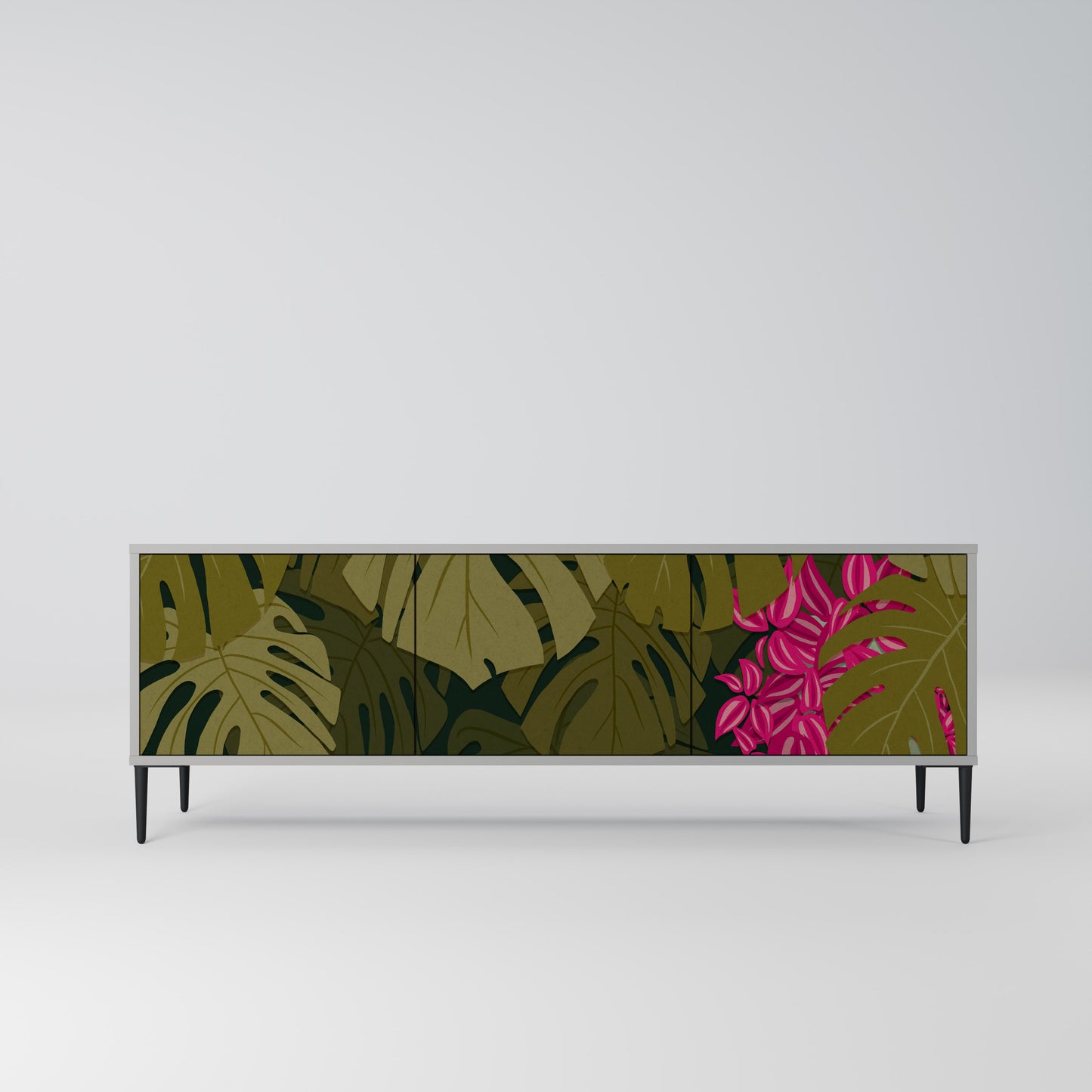 TROPICAL BEAUTY 3-dörrars TV-bänk i grå finish