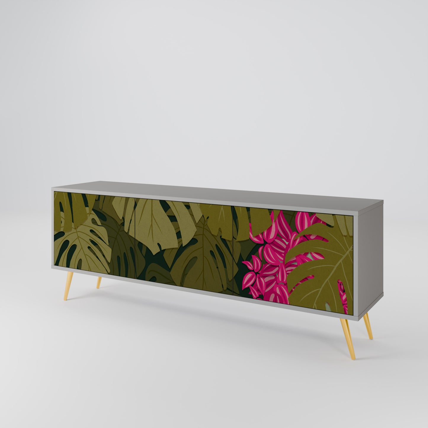 TROPICAL BEAUTY 3-dörrars TV-bänk i grå finish