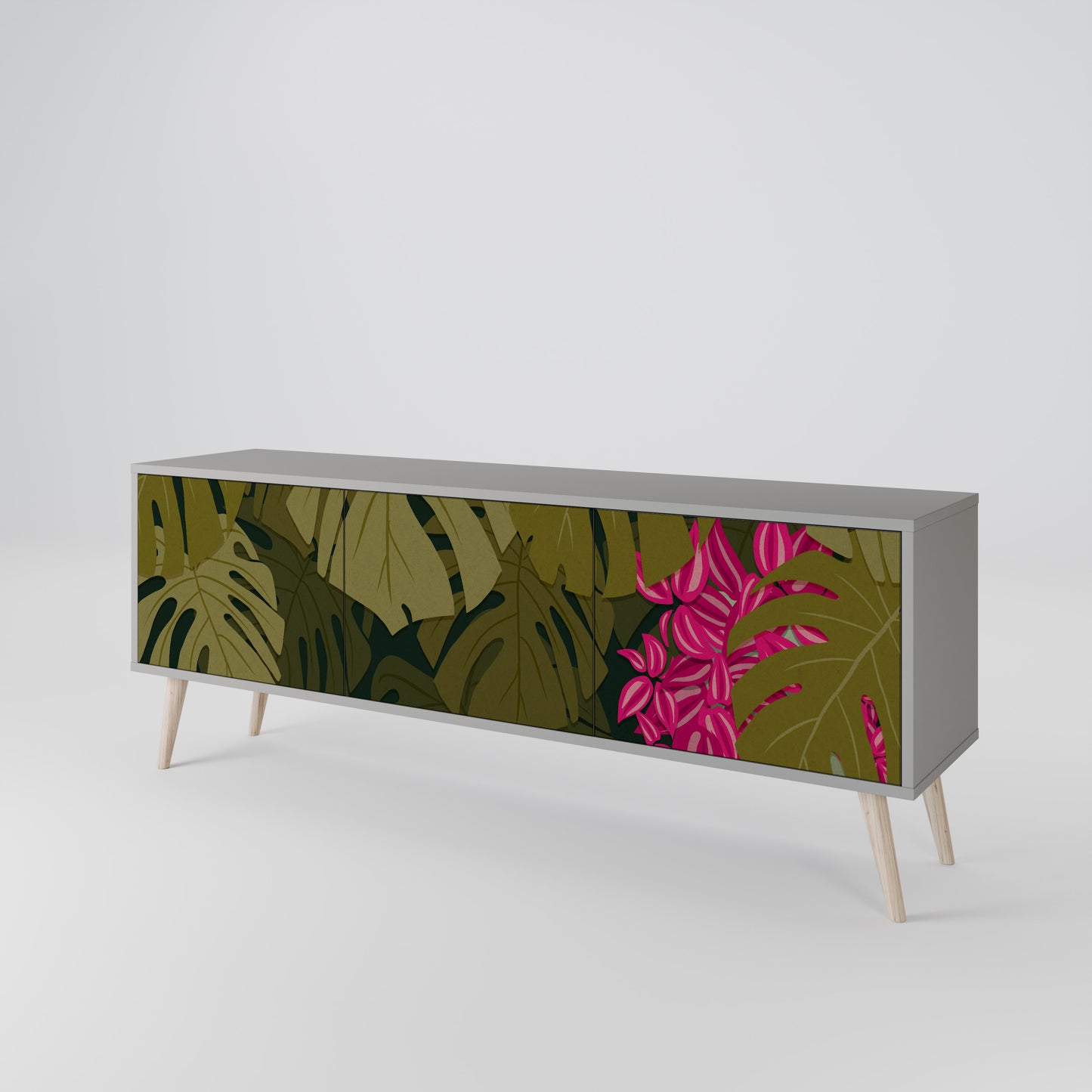 TROPICAL BEAUTY 3-dörrars TV-bänk i grå finish